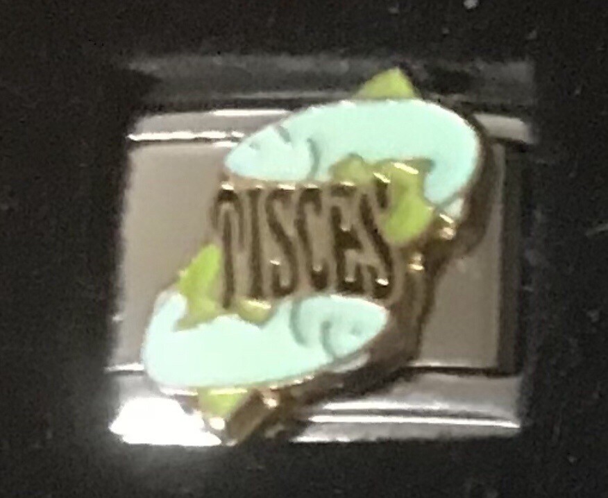 Pisces Italian Charm Enamel Link 9MM K16