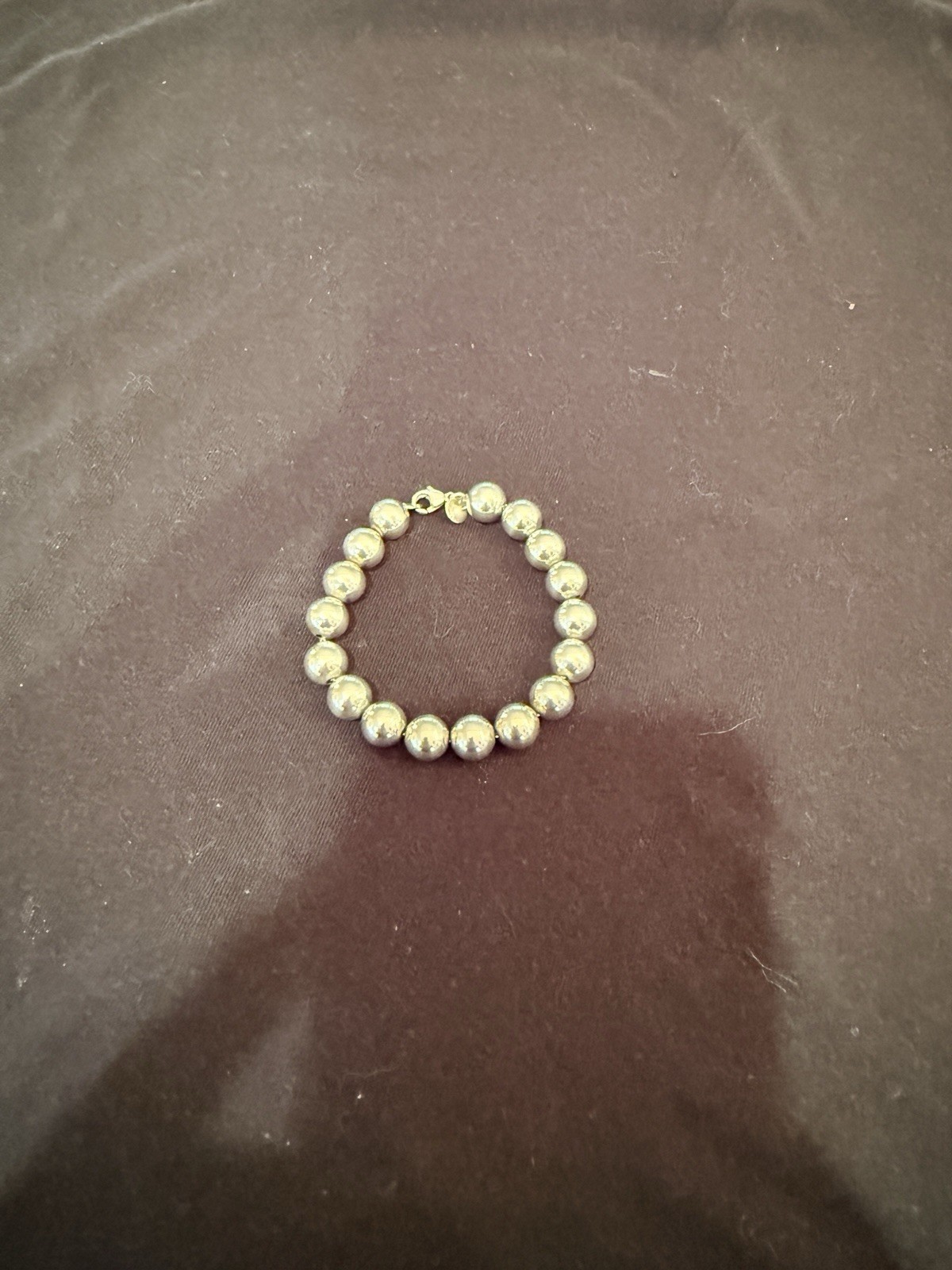 Gold Tone Metal Round Beaded Ball Bracelet Chain with Lobster Clasp