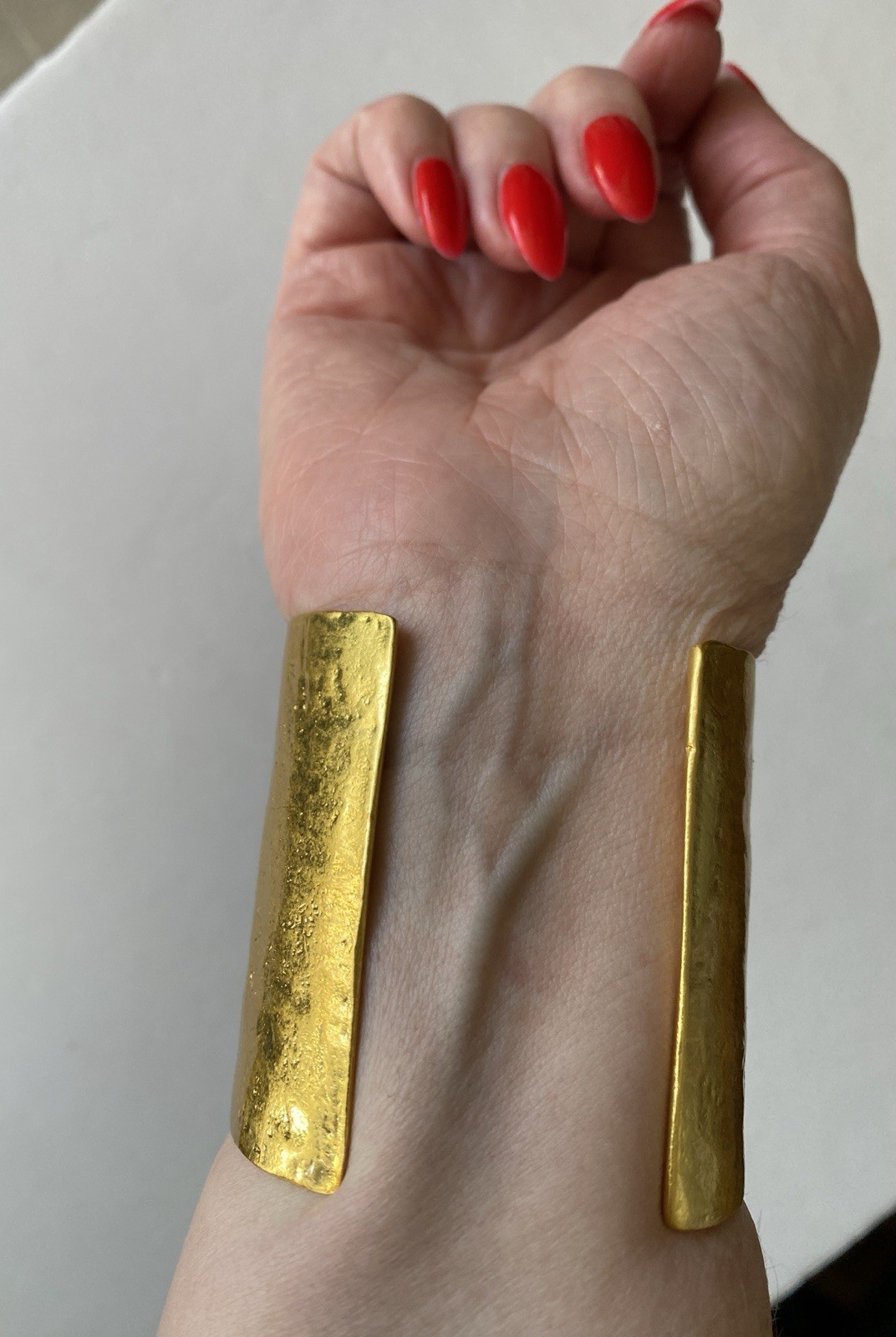 Schiaparelli Style Large Quirky Heavy Gold Tone Face Cuff Bangle