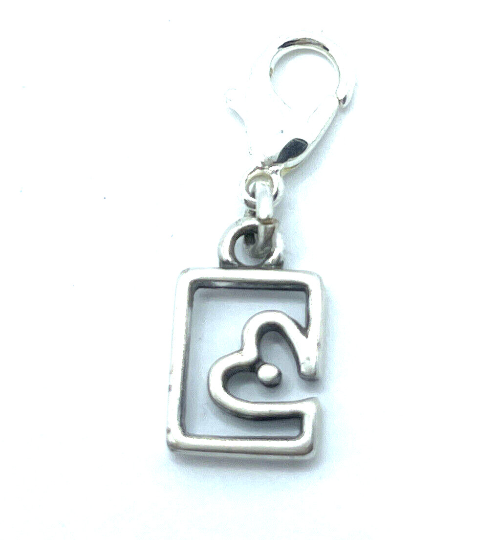 Brighton Rectangle With Open Heart Custom Silver Charm