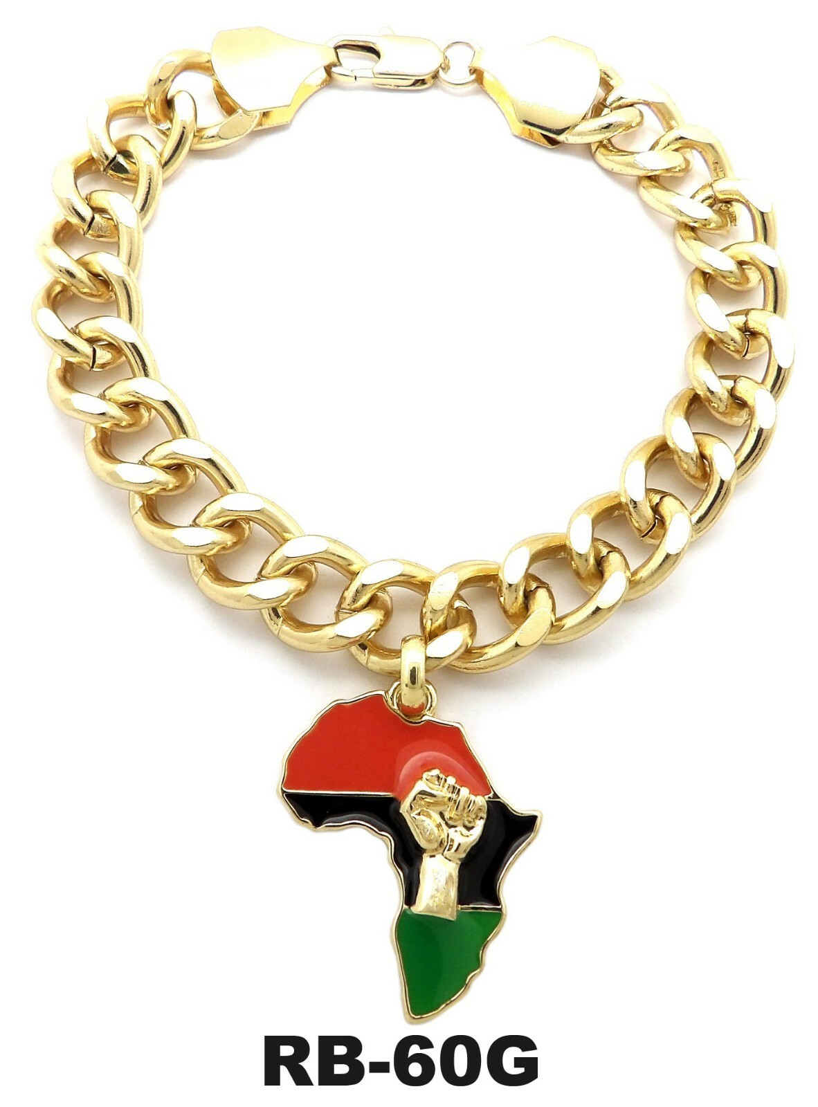 NEW AFRICA MAP ( ANKH,EYE OF HERU,FIST POWER ) 9mm/8.25″ CUBAN LINK BRACELETS