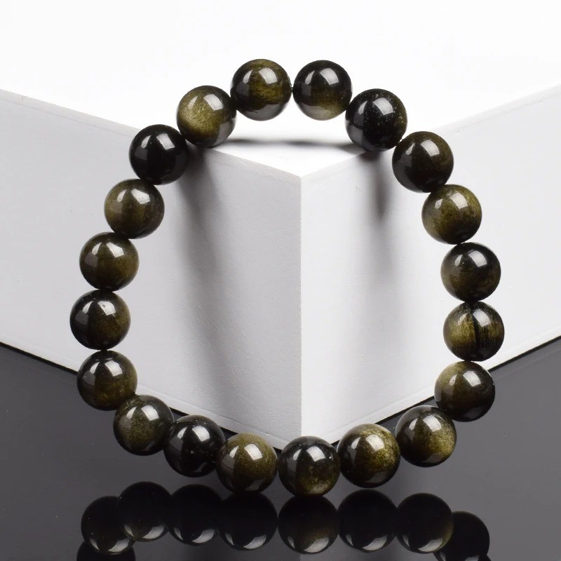 6/8mm Beaded Handmade Balance Bracelet Round Rainbow Obsidian Bead Healing Reiki