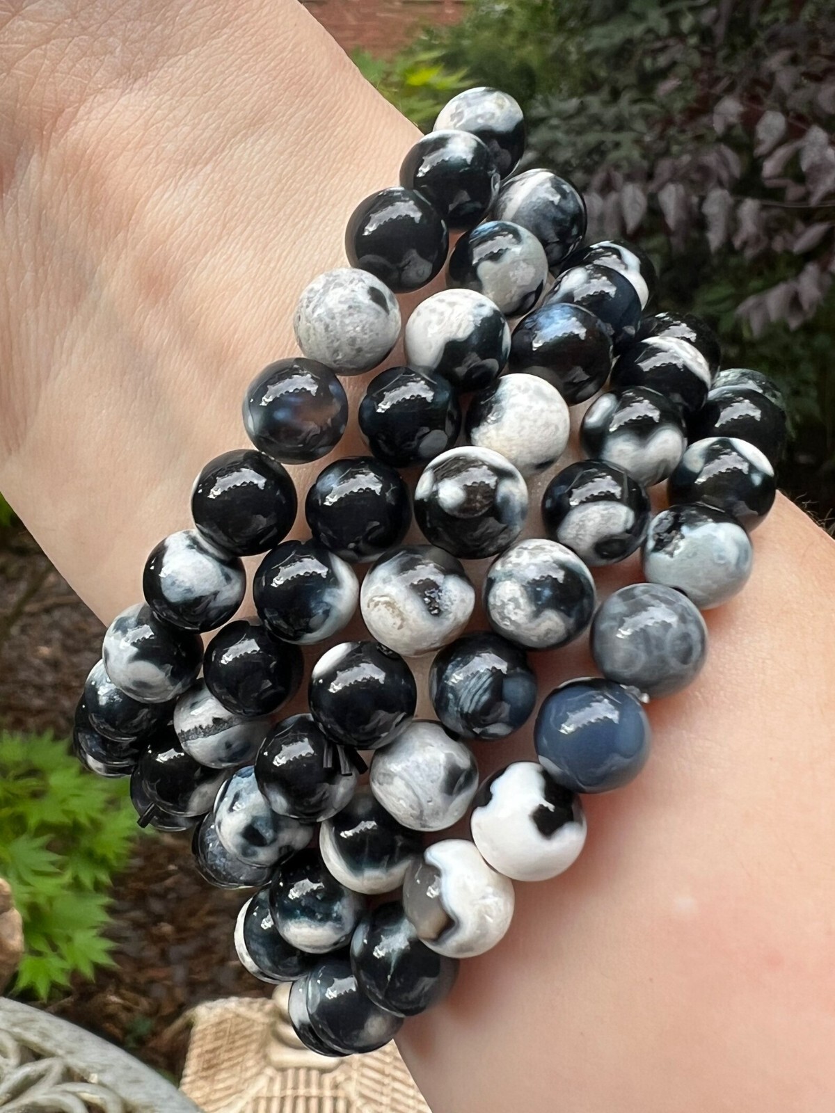 Natural Orca Agate 8mm Beads Healing Reiki Crystal Energy Stretch Bracelet Gift
