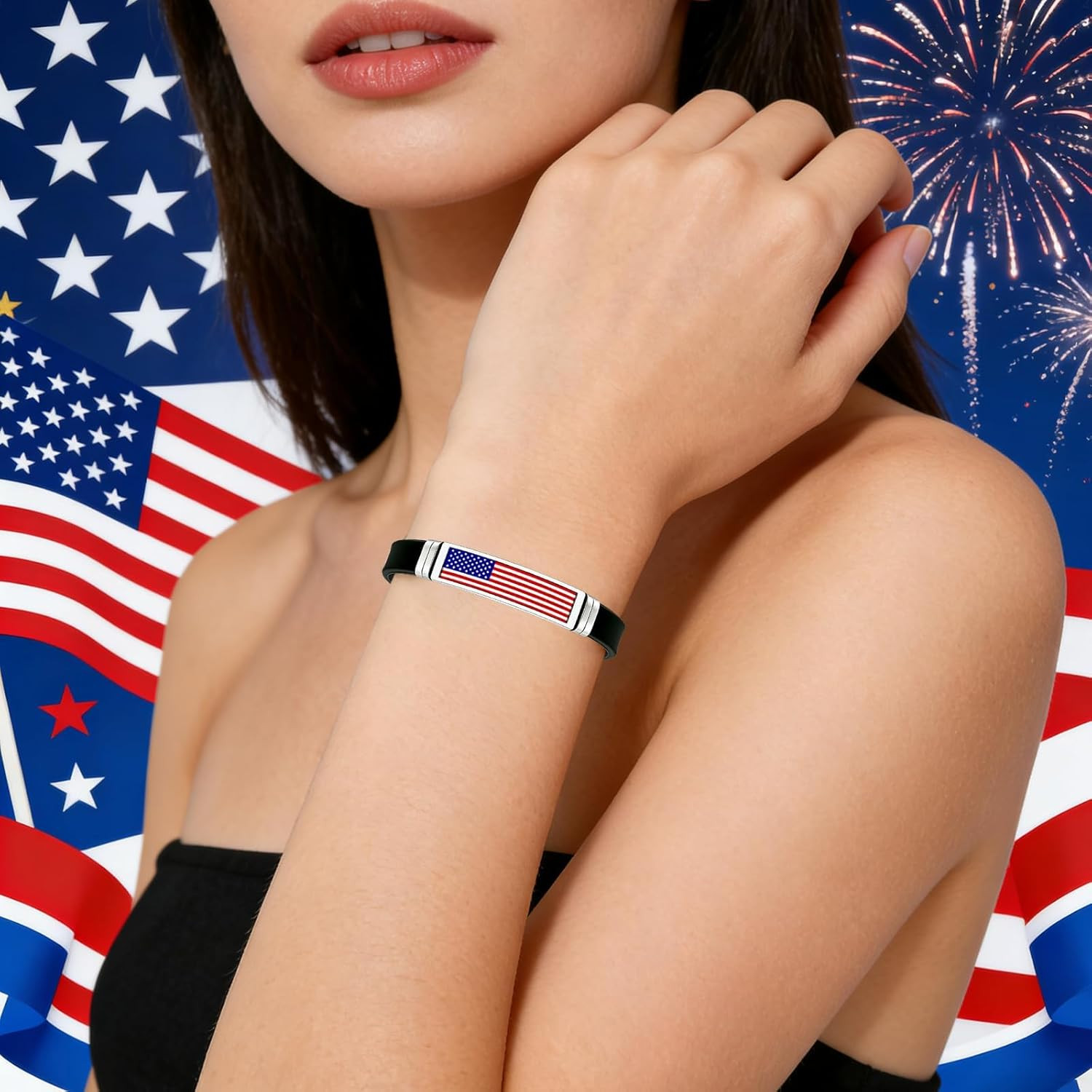 Patriotic American Flag Bracelet for Men and Women – Adjustable Stainless Steel