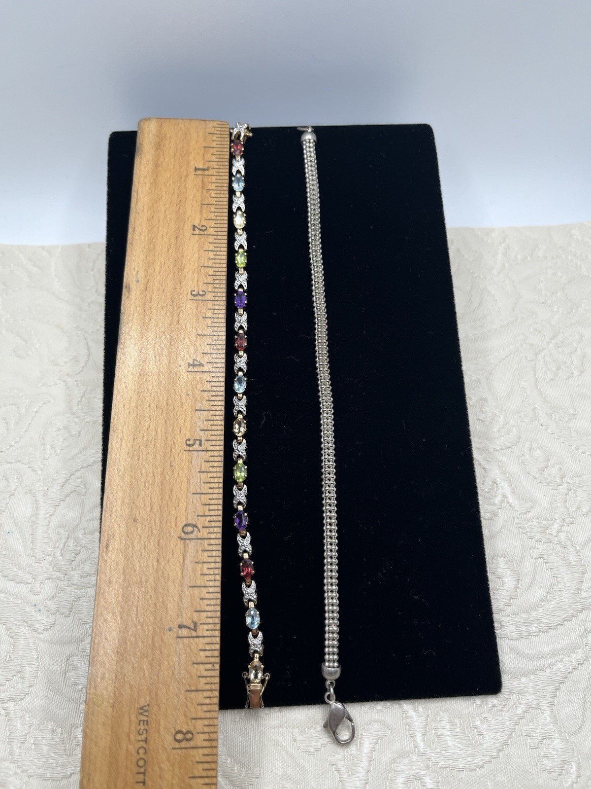 Bracelet Lot Of 3 Silver tone Colorful Stones One Stamped 925 China