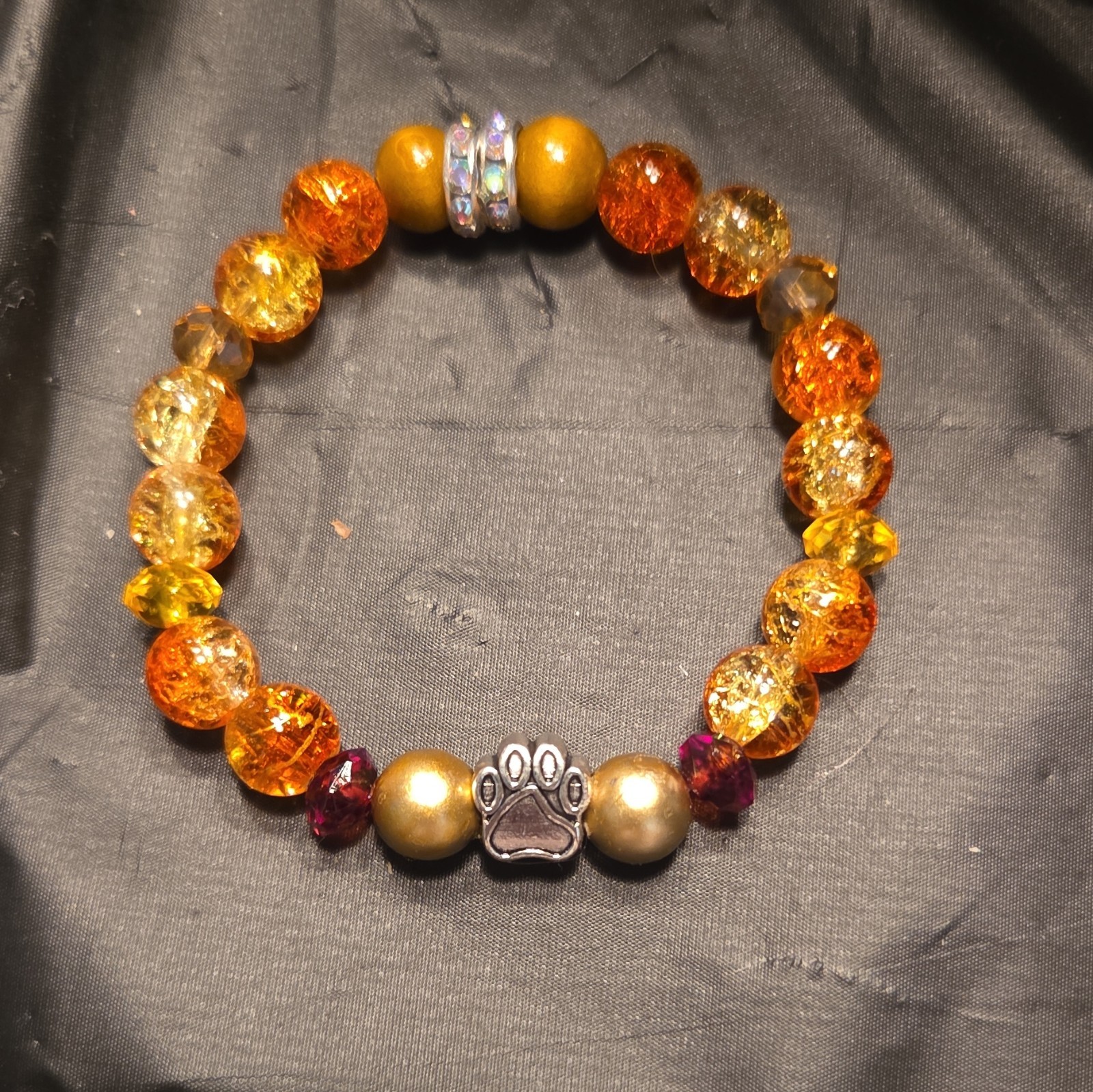 Gold,amber, Brown,orange-yellow Crystal Bracelet.
