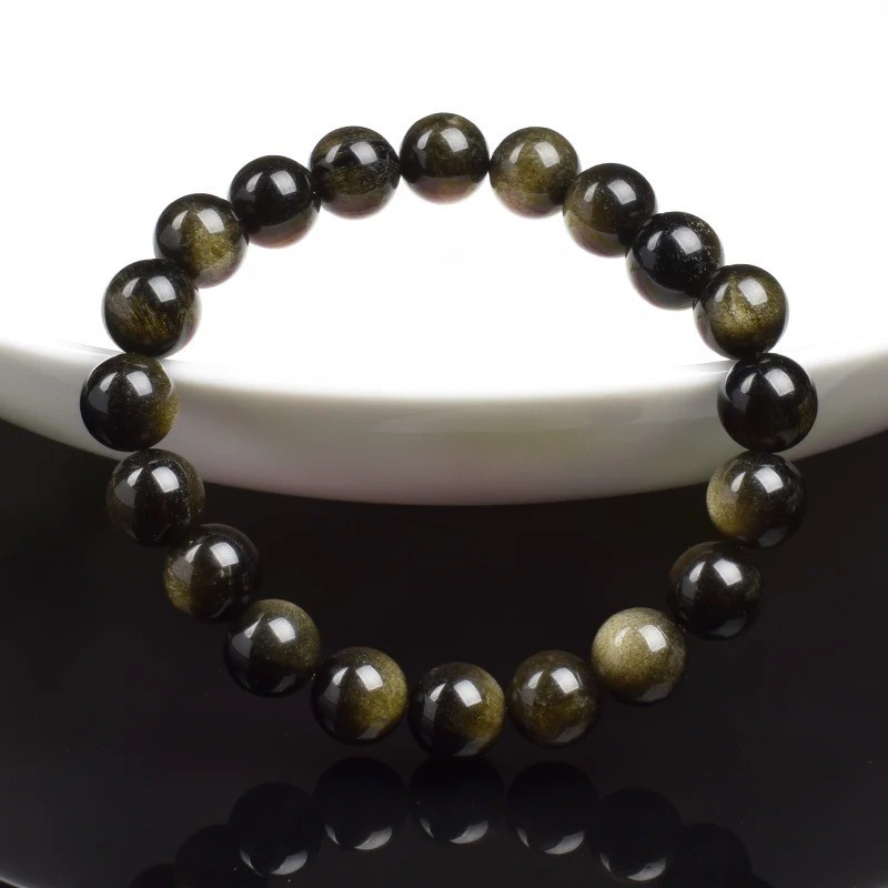 6/8mm Beaded Handmade Balance Bracelet Round Rainbow Obsidian Bead Healing Reiki