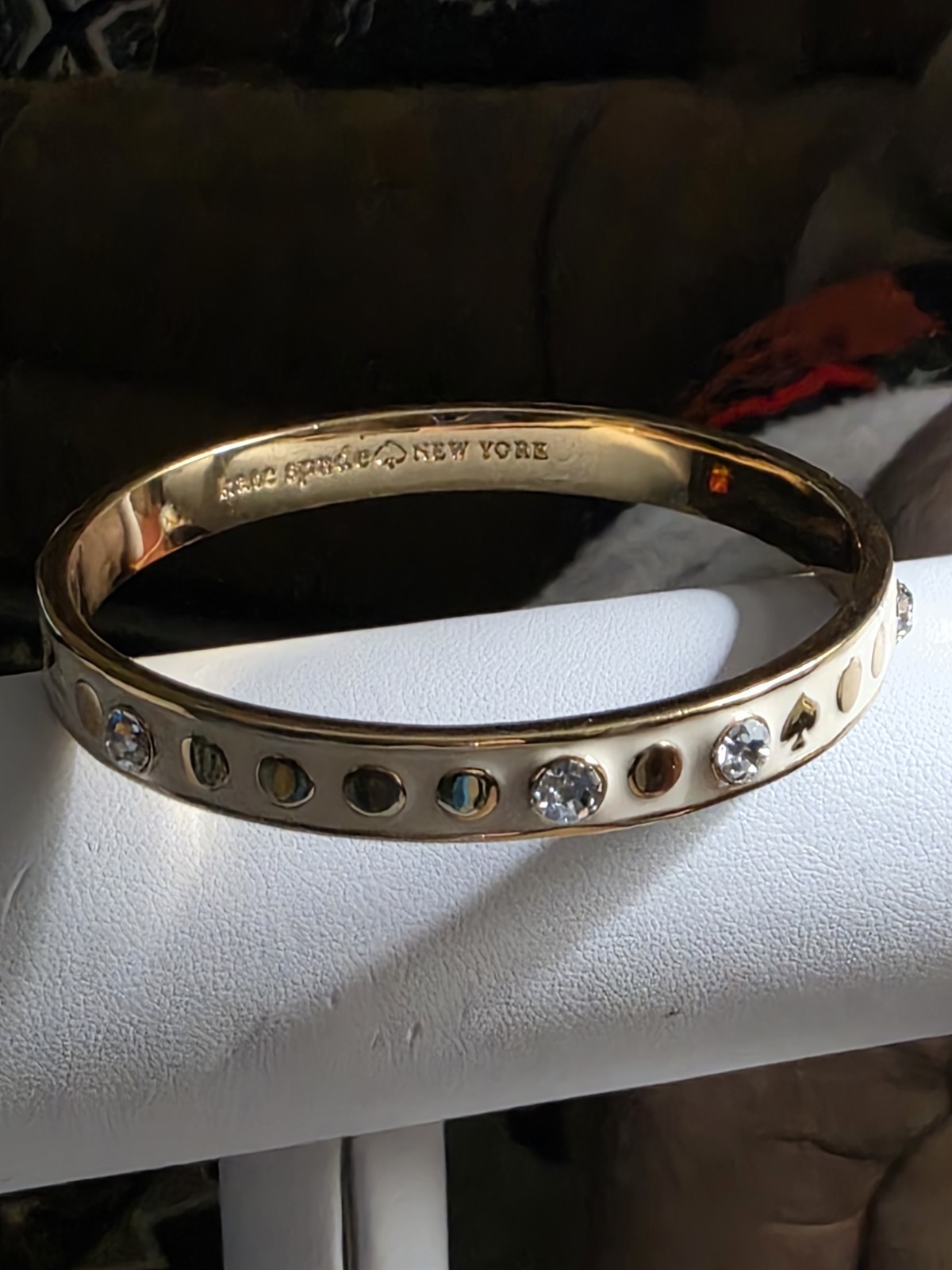 Kate Spade New York Goldtone Rhinstone Enamel Bangle Bracelet 8 In