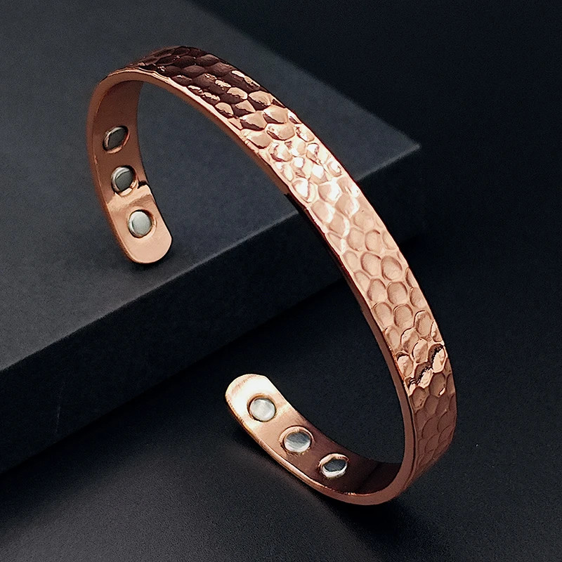 Vintage 99.9% Pure Copper Bracelets for Women Men Rose Color Cuff Bangles Charms