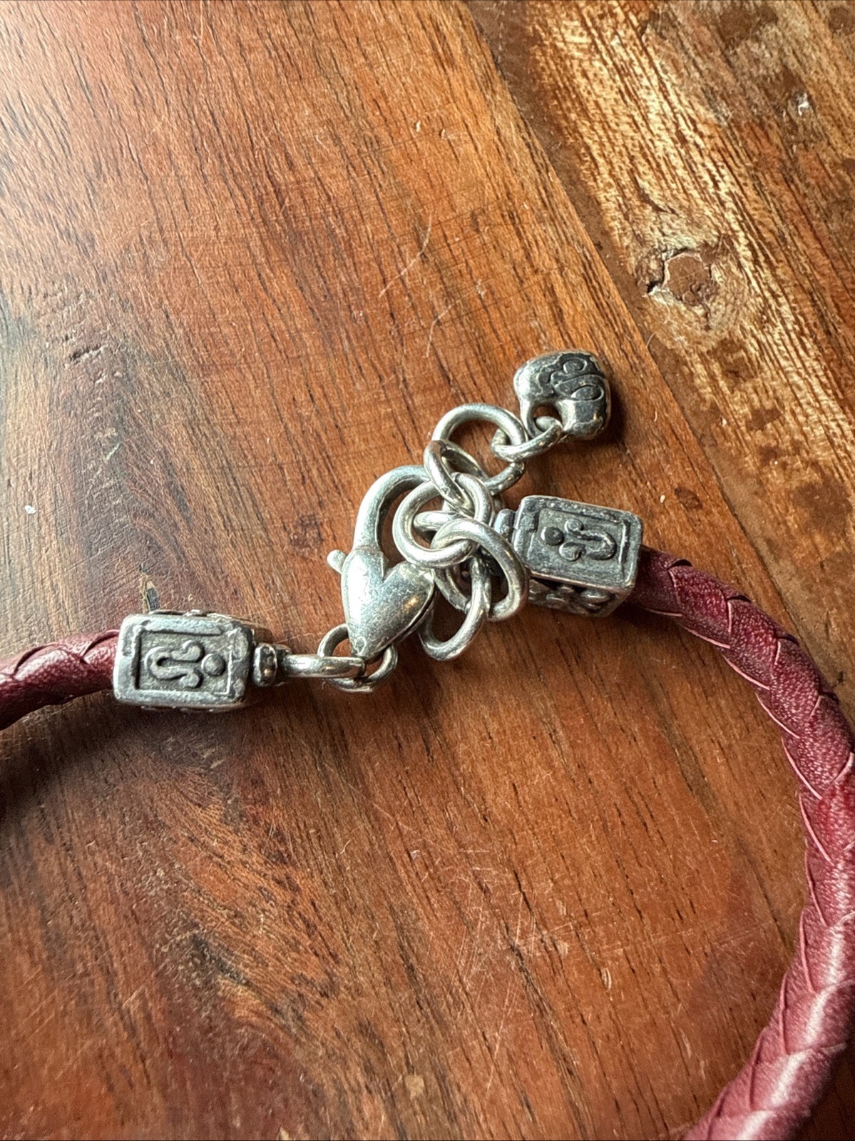 Brighton Retired Glastonbury Bar Dark Red Leather Bracelet