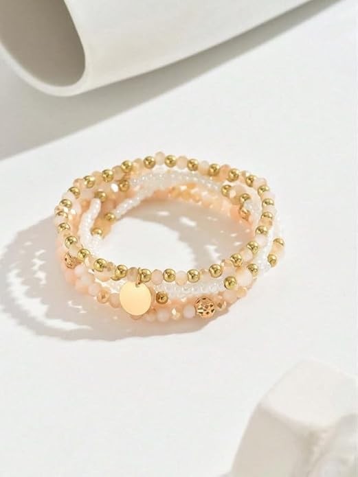 Elastic Boho Beaded Bracelet for Women Stackable Stretch Bracelet Jewelry Gift