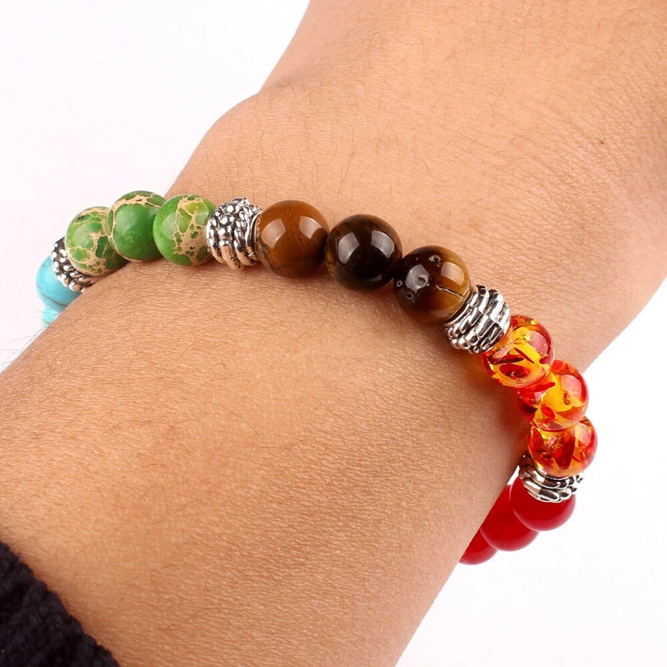 7 Chakra Natural Stone Reiki Energy Healing Women Men Charm Bracelets Jewelry