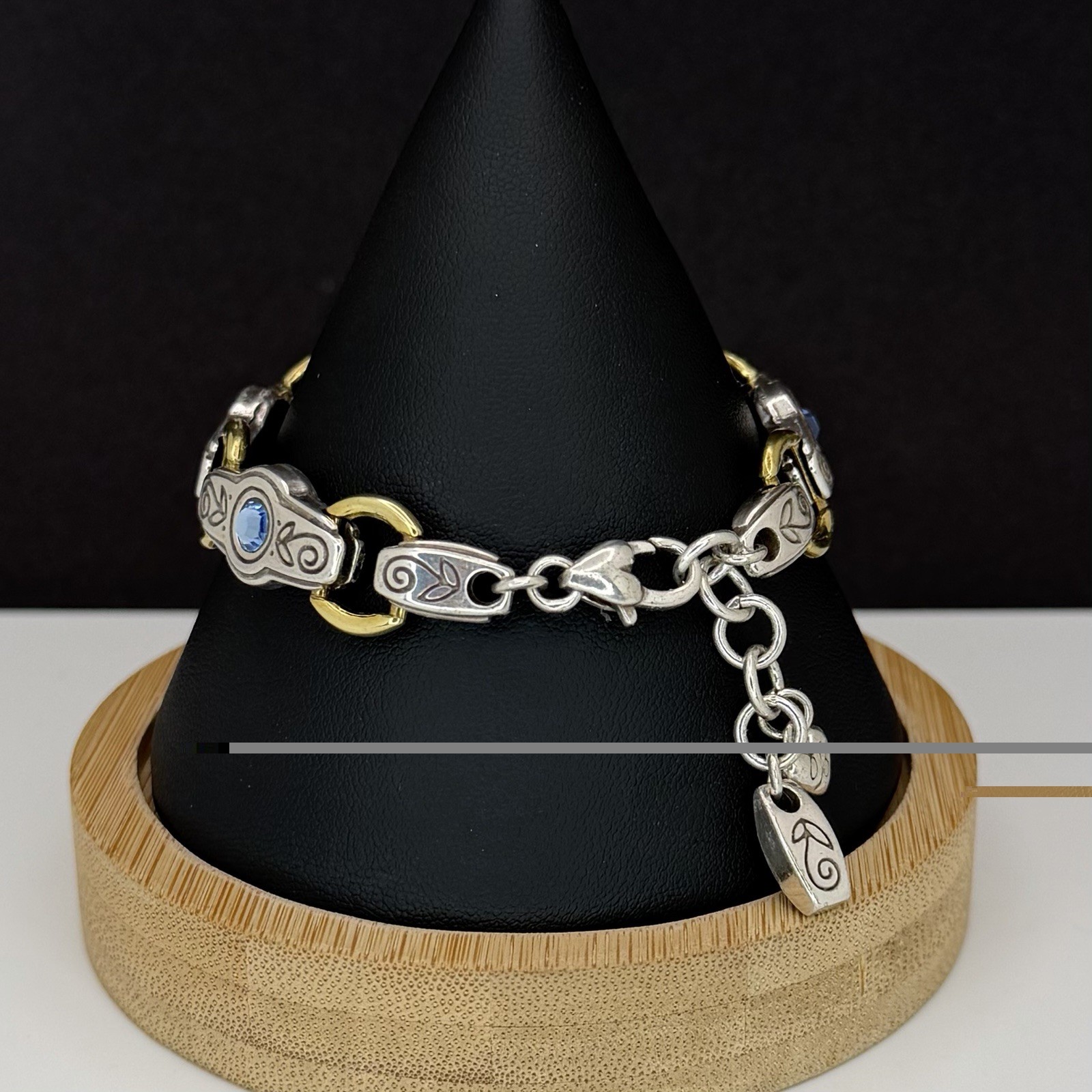 Brighton Celestial Blue Crystal Link Bracelet Silver & Gold Tone Adjustable