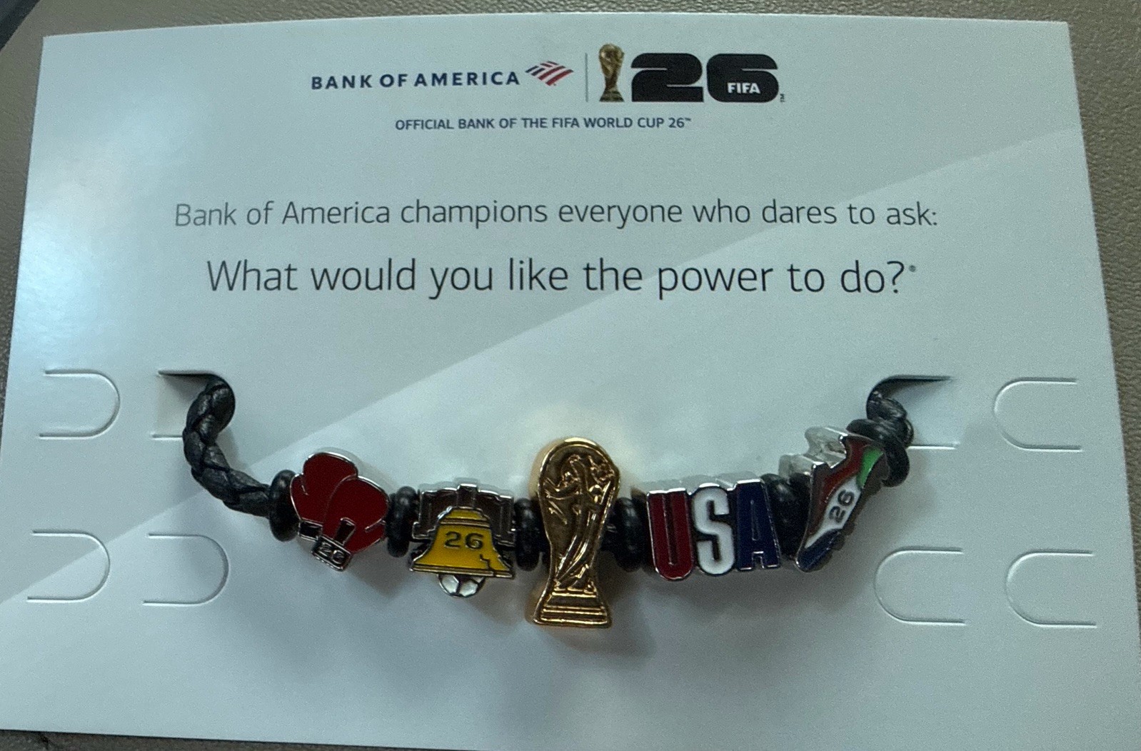 Bank of America FIFA World Cup 26 Charm Bracelet Black S Philadelphia USA