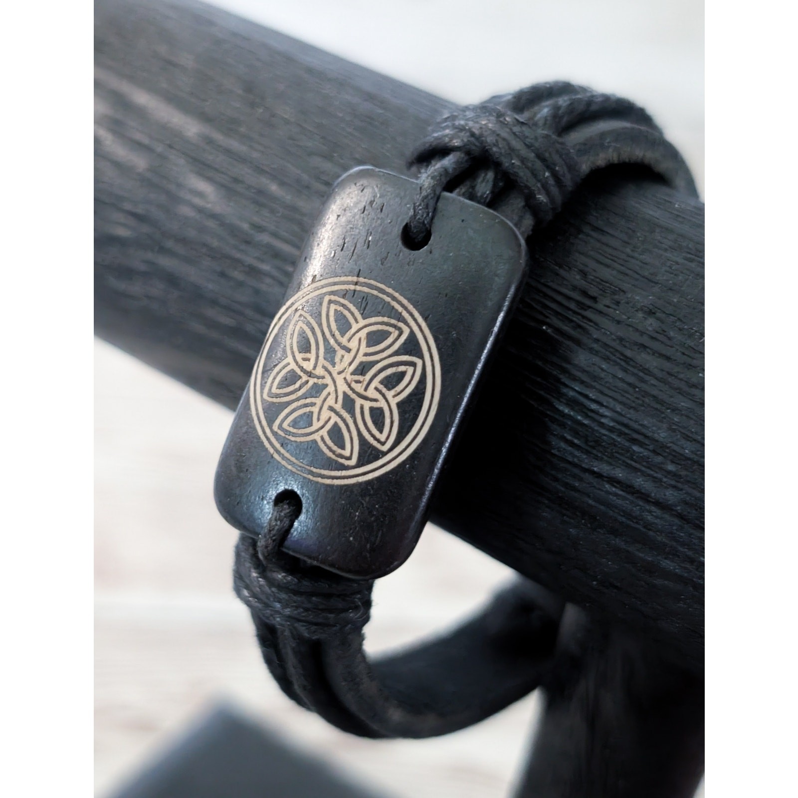 Tie Bracelet with Celtic Like Charm – Leather?