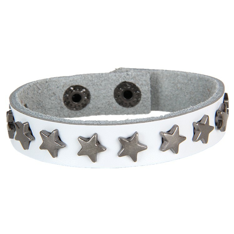 1-4PCS Men Women Star Metal Wristband PU Leather Cuff Bracelet Bangle Gift US