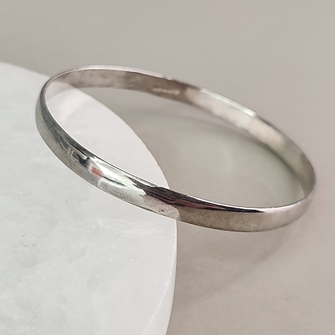 Bangle Bracelet Mexico 6mm Silver Tone Classic 8″