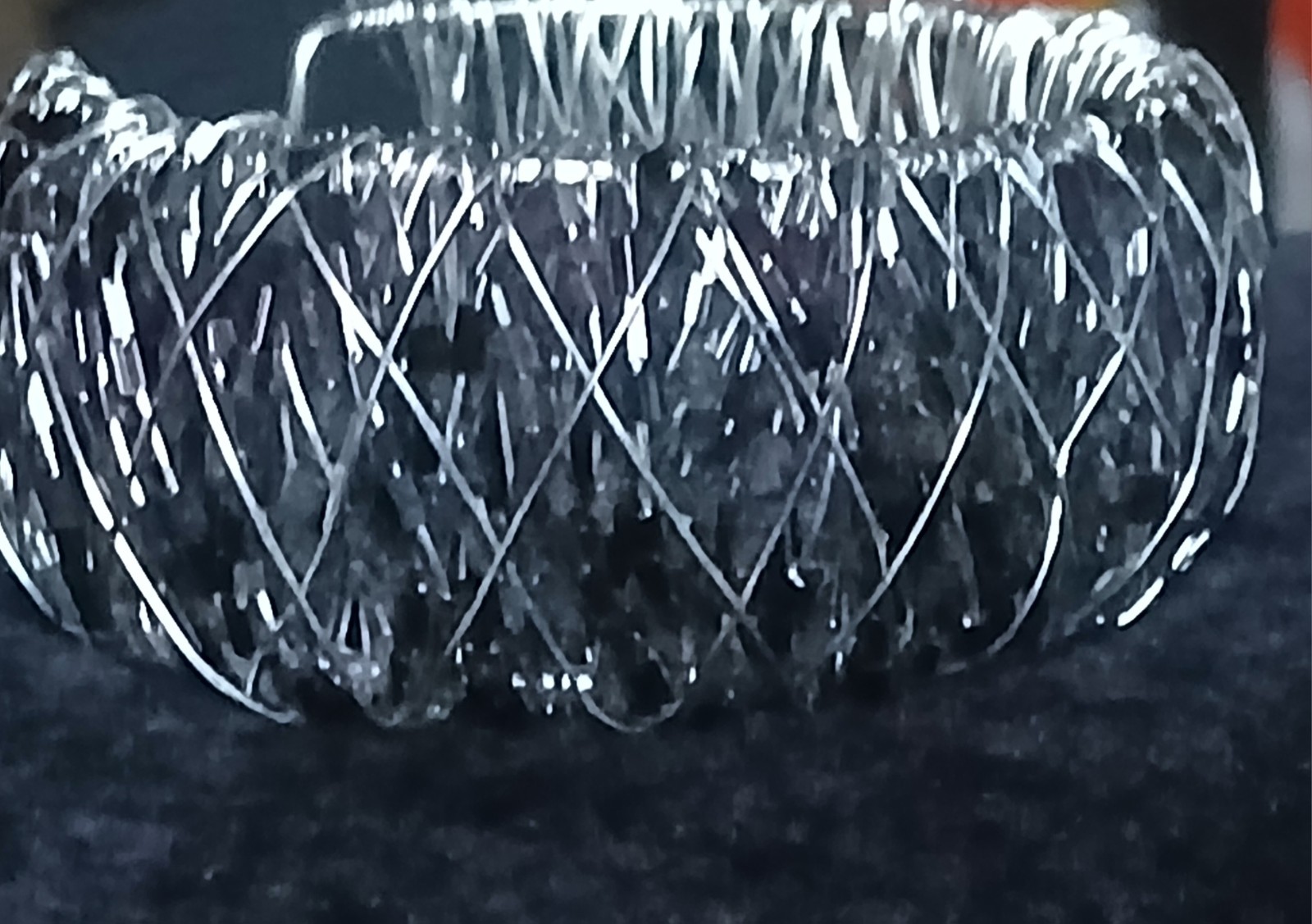 Cuff Bracelet Acrylic Glass Black Beads Silver Stainless Steel 7-8″