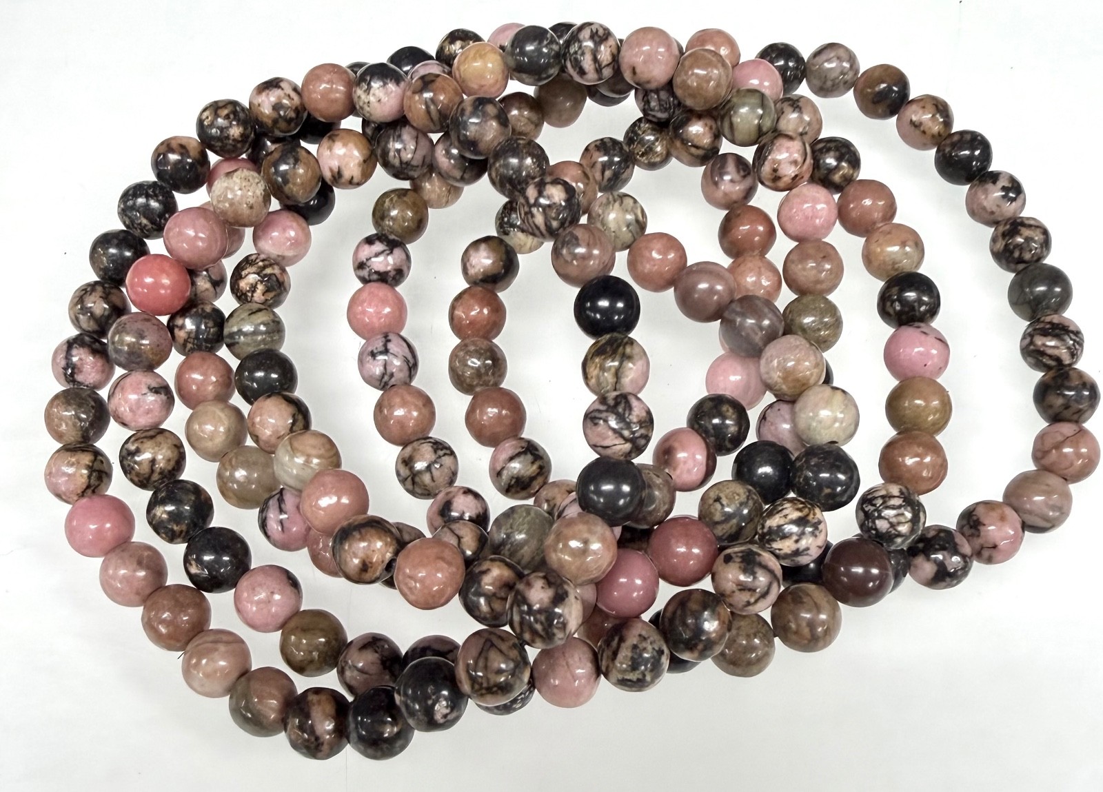 Wholesale Lot 6 Pcs Natural Rhodonite 6mm 7.5” Crystal Healing Stretch Bracelet