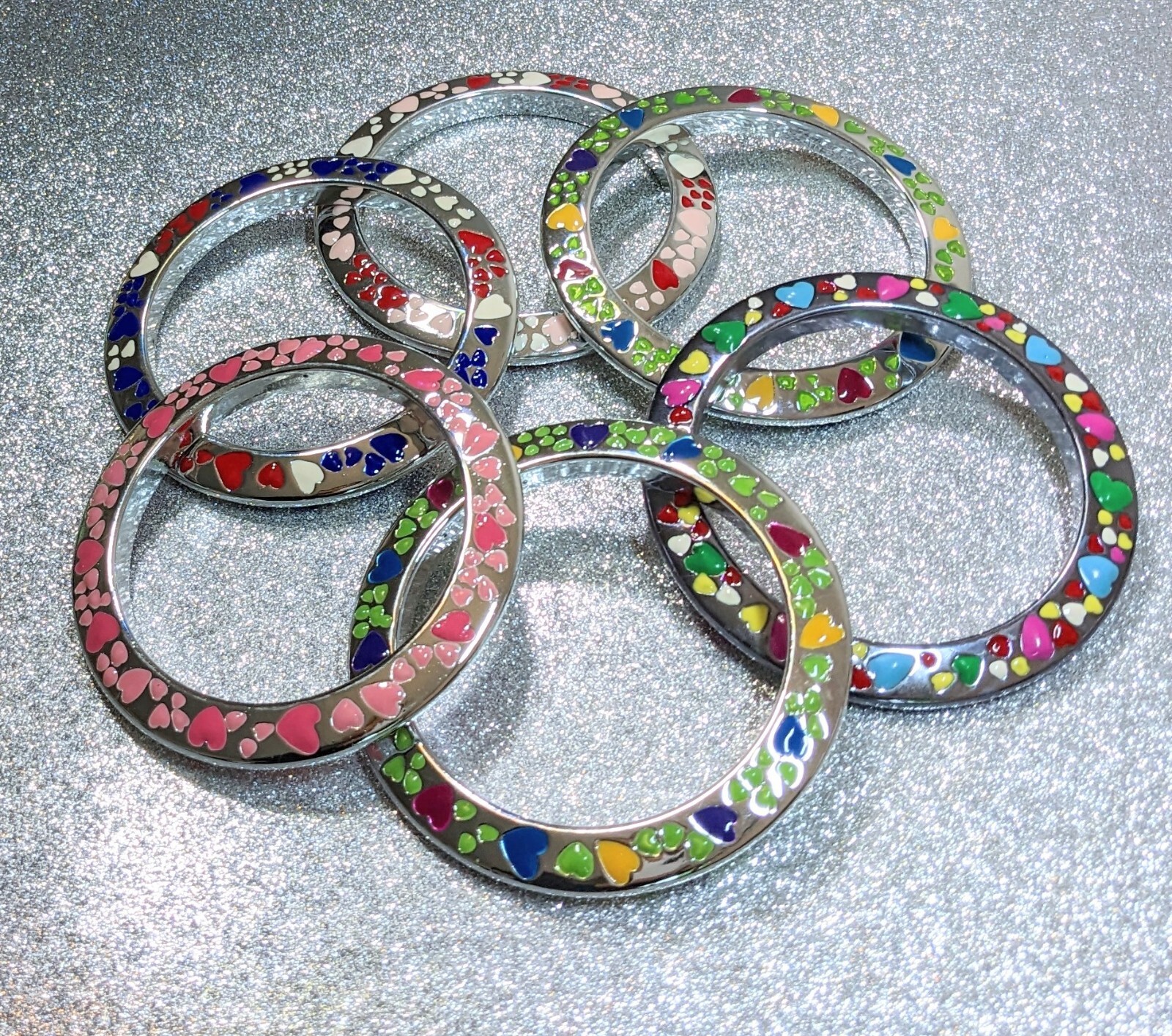 Wholesale Bangles Lot of 6 Resin Bangle Colorful Heart Stackable Free Ship