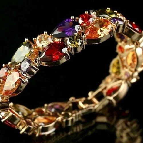 18k Gold Filled Multicolor Gemstone Tennis Bracelet Elegant Women Jewelry Gift