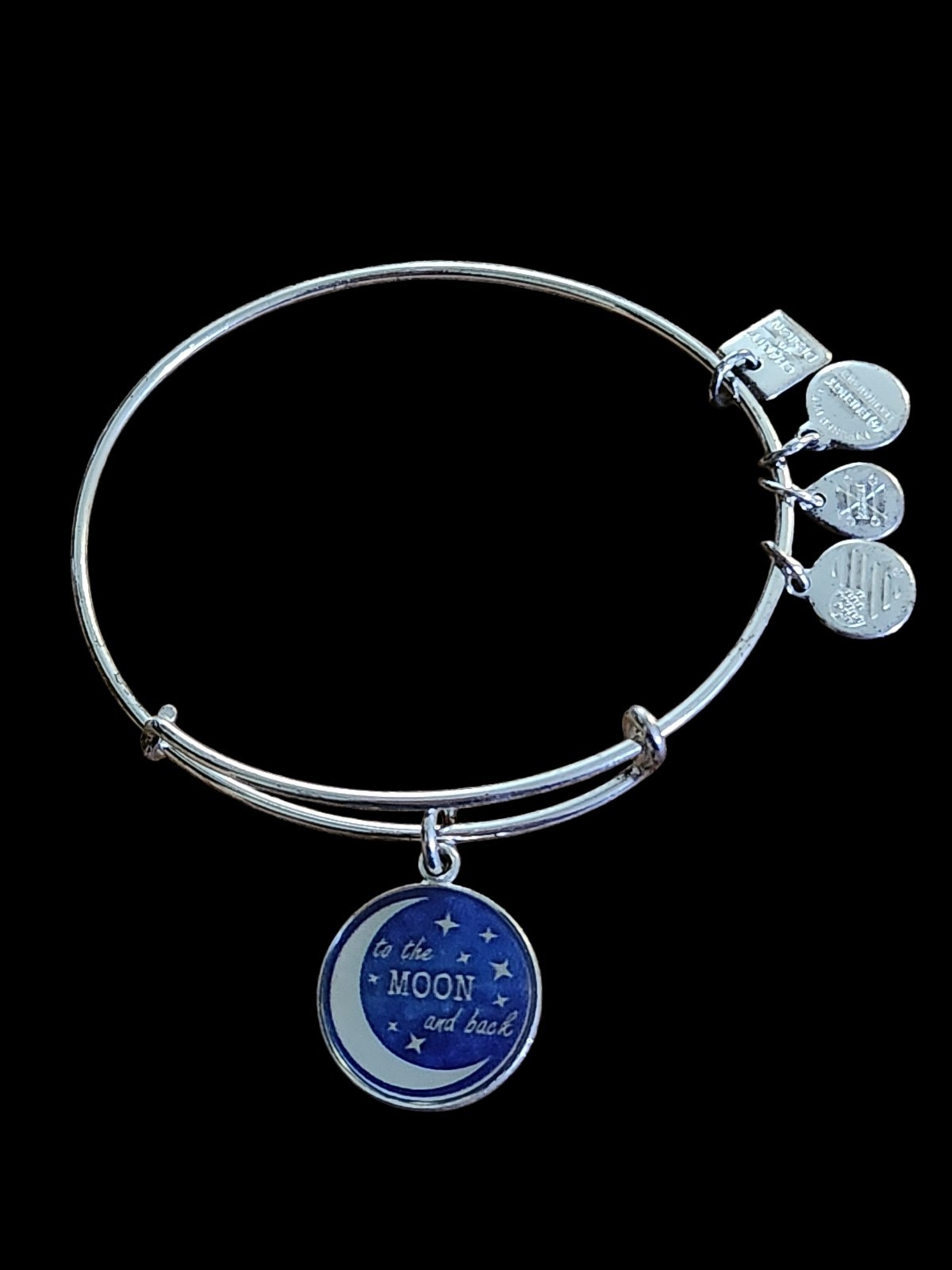 Alex And Ani Stellar Love Shiny Silver Charm Bangle Bracelet NWOT