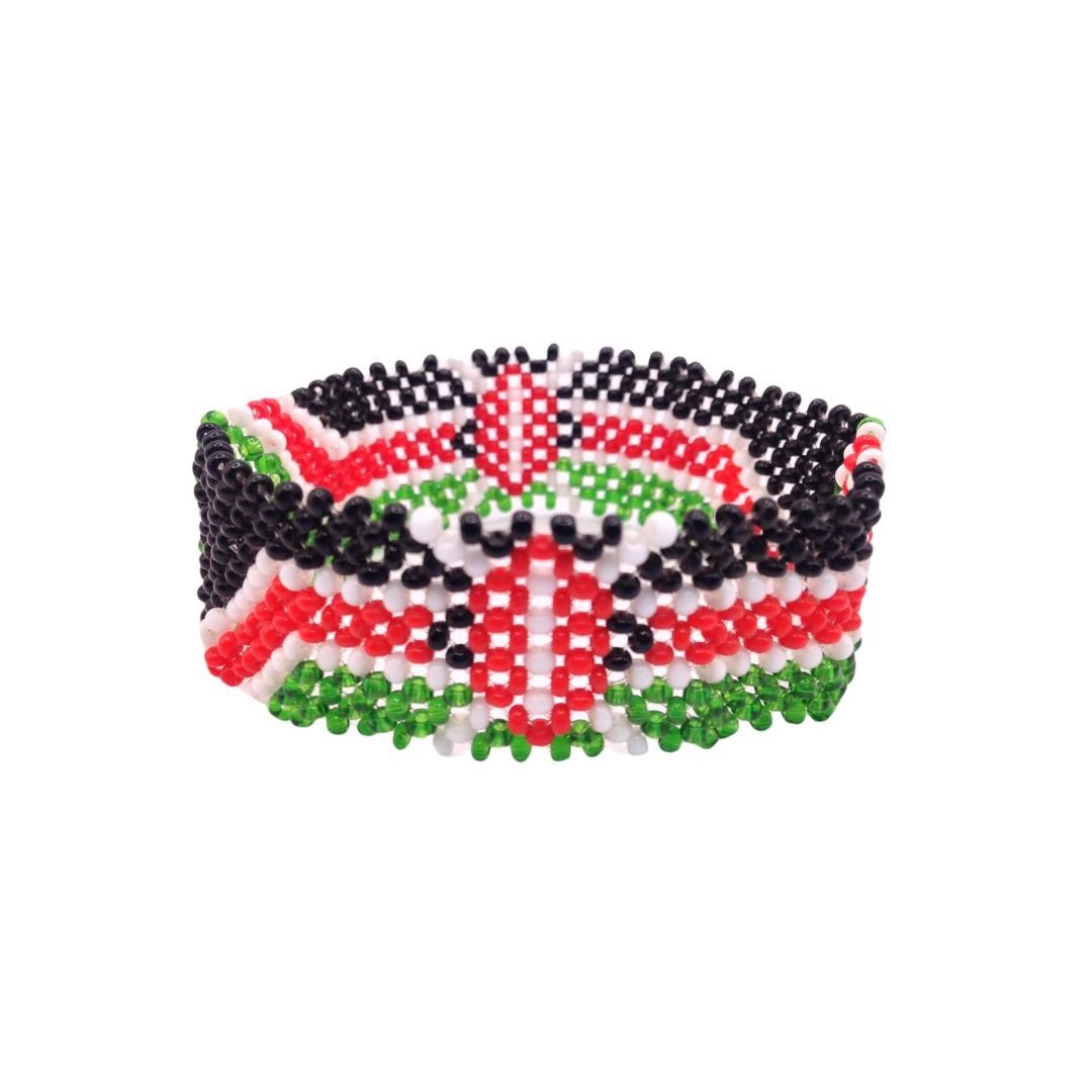 Wrist Band Bracelet Maasai Beaded Kenya Flag African Handmade Tribal Ethnic Gift