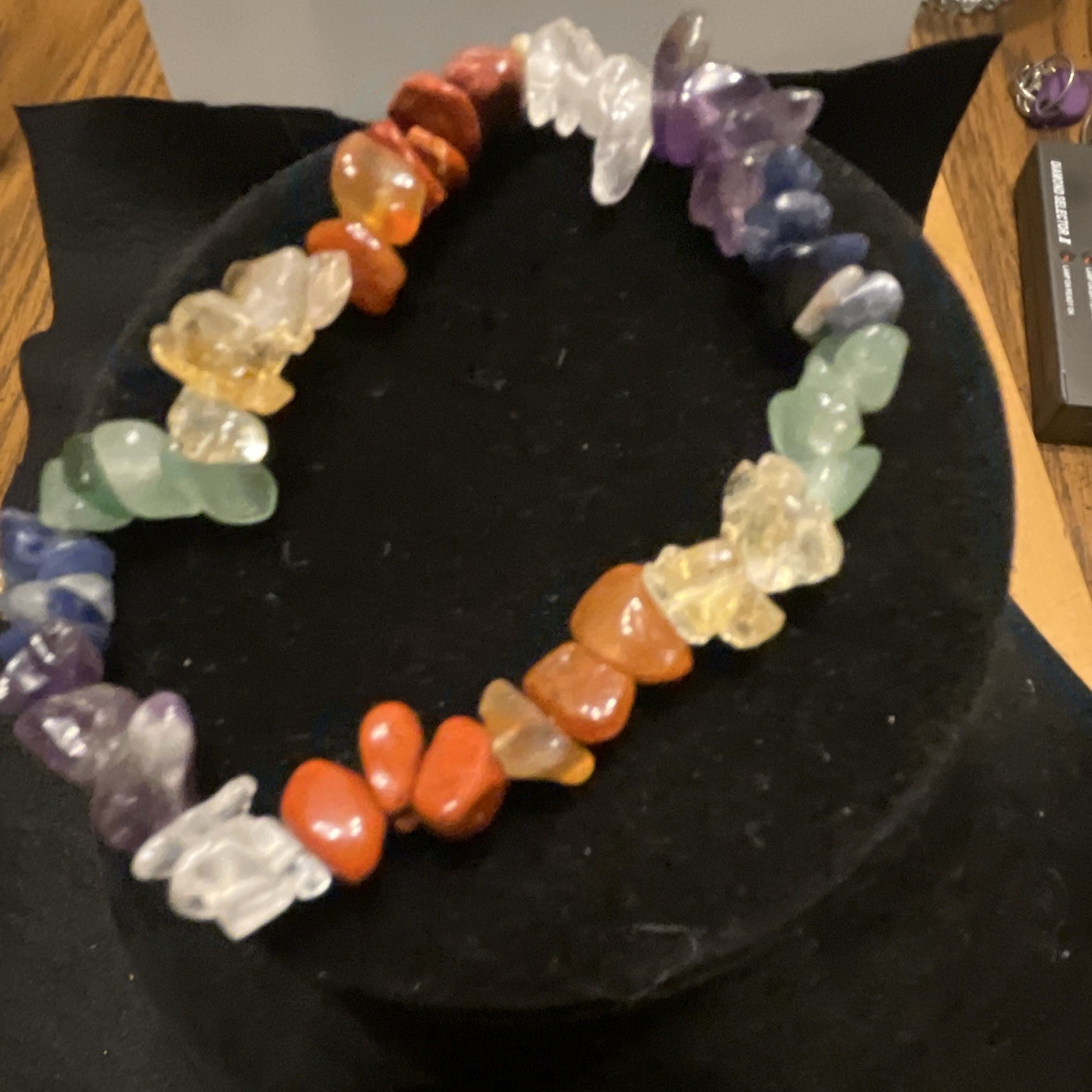Boho retro Multicolor Chip Stone Bead Stretch Beaded Bracelet, Round Shape