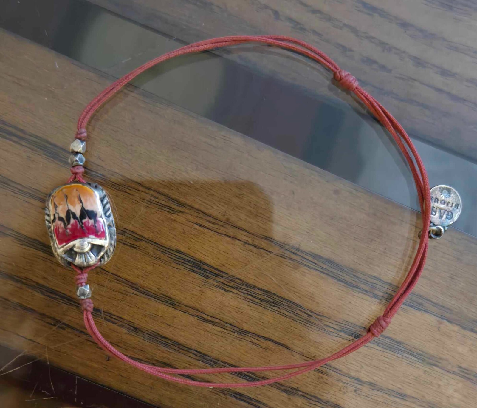 Gas Bijoux Cord & Enamel Silver Plate Bracelet