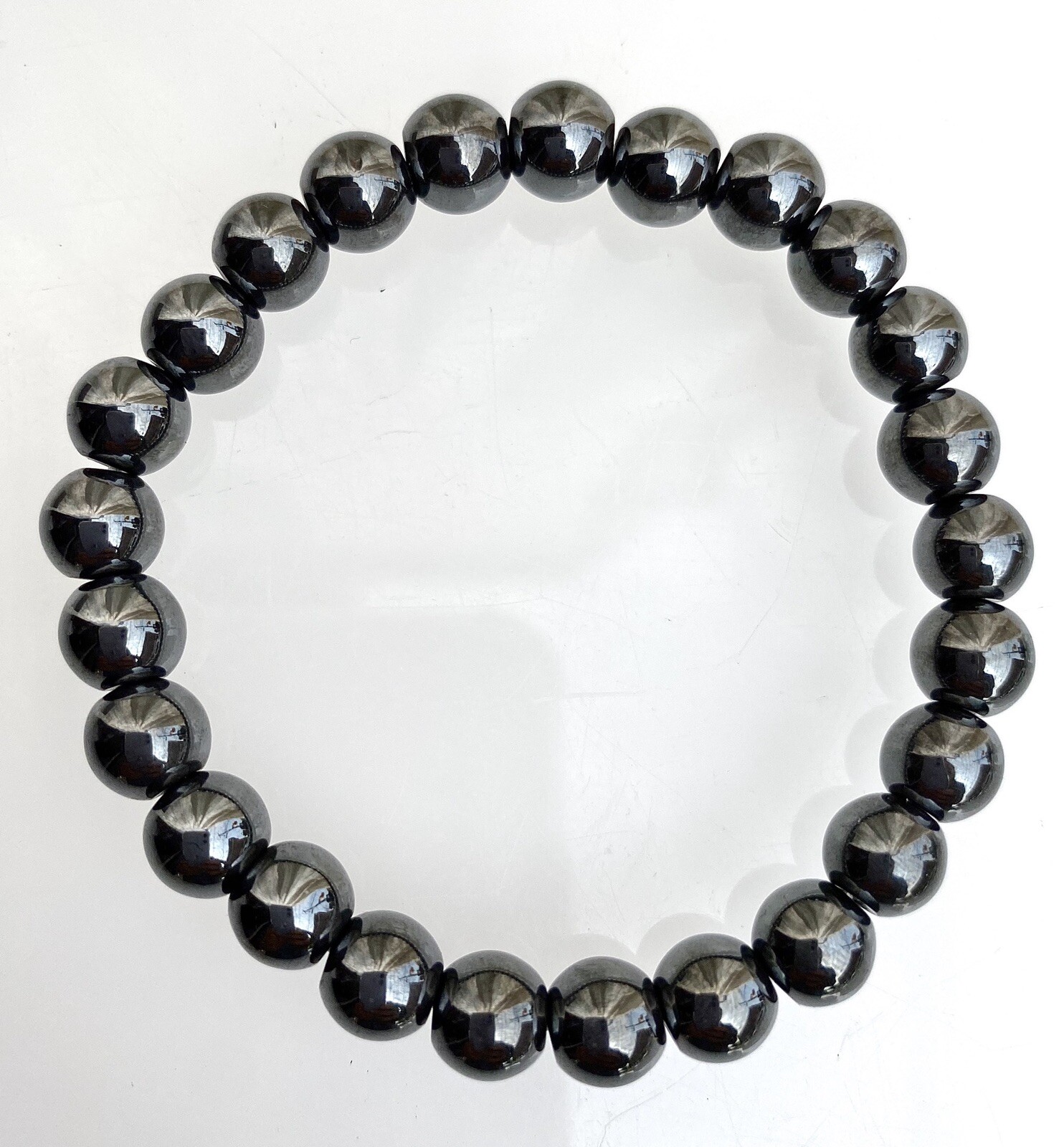 Wholesale Lot 6 Pcs Natural Hematite 8mm 7.5” Crystal Healing Stretch Bracelet