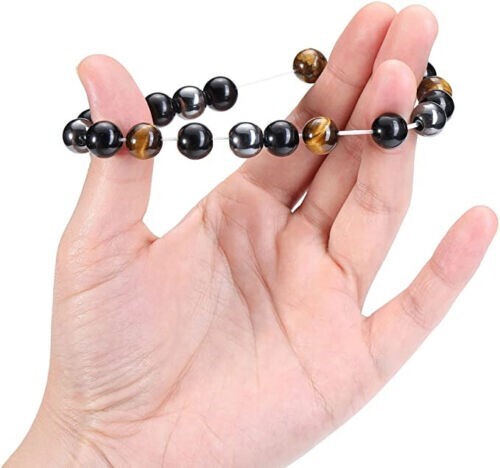 2 PCS Tiger Eye Natural Stone Obsidian 8mm Beaded Bracelet Men Women Jewelry