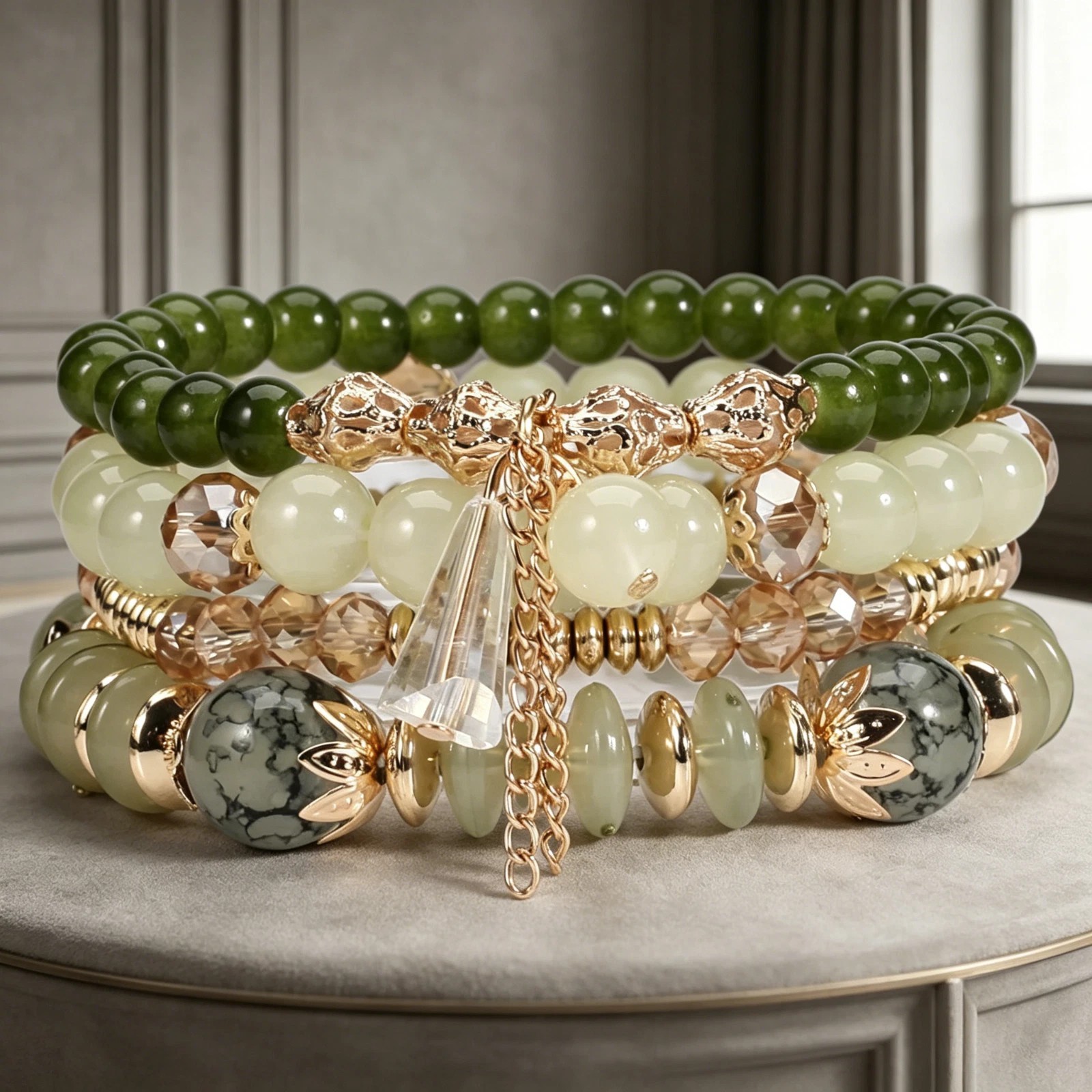 4Pcs Boho Stackable Beaded Bracelet Set Colorful Layered Beach Jewelry