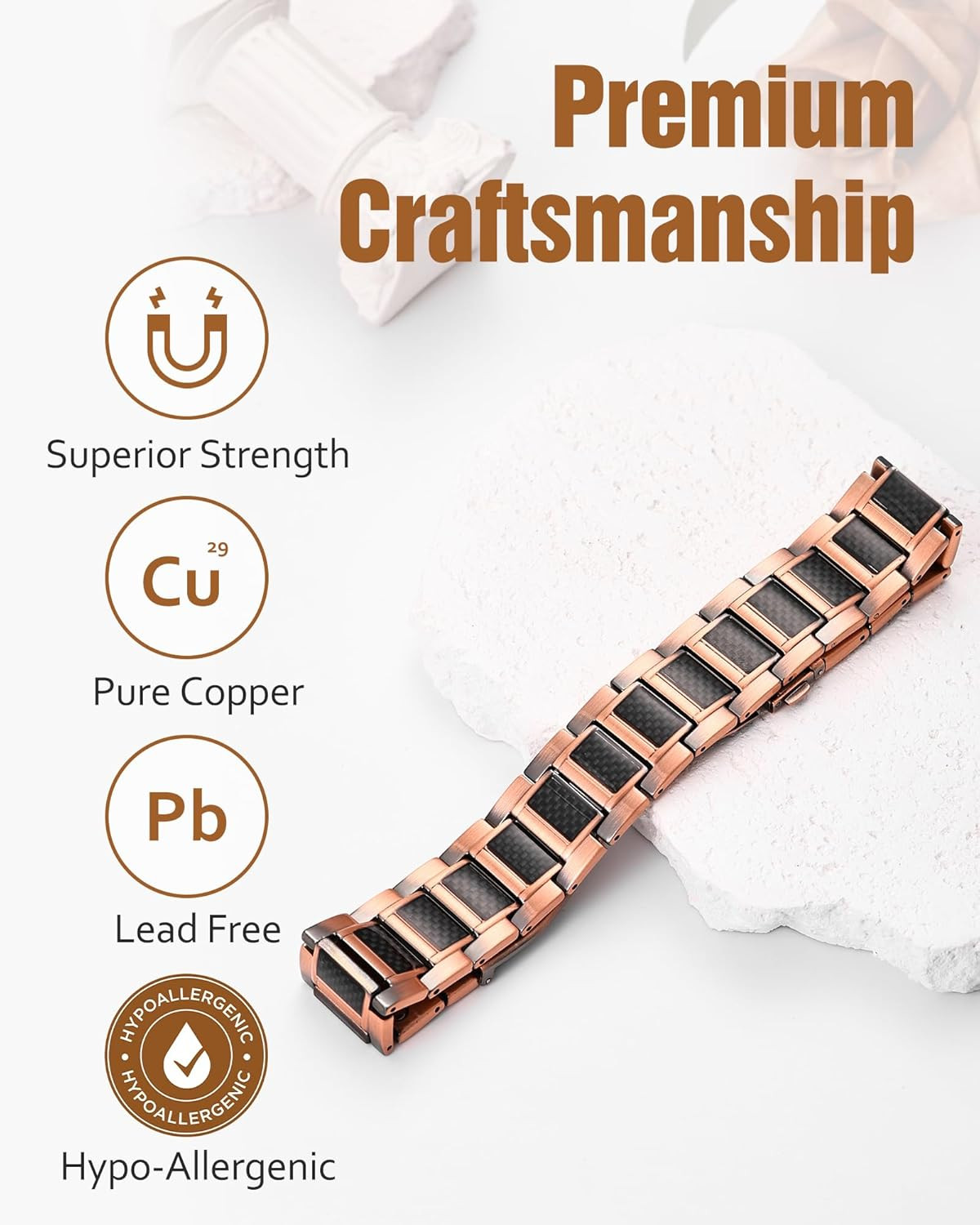 Copper Magnetic Bracelet for Men, 3X Strength Pure Copper Bracelet for Men,Ideal