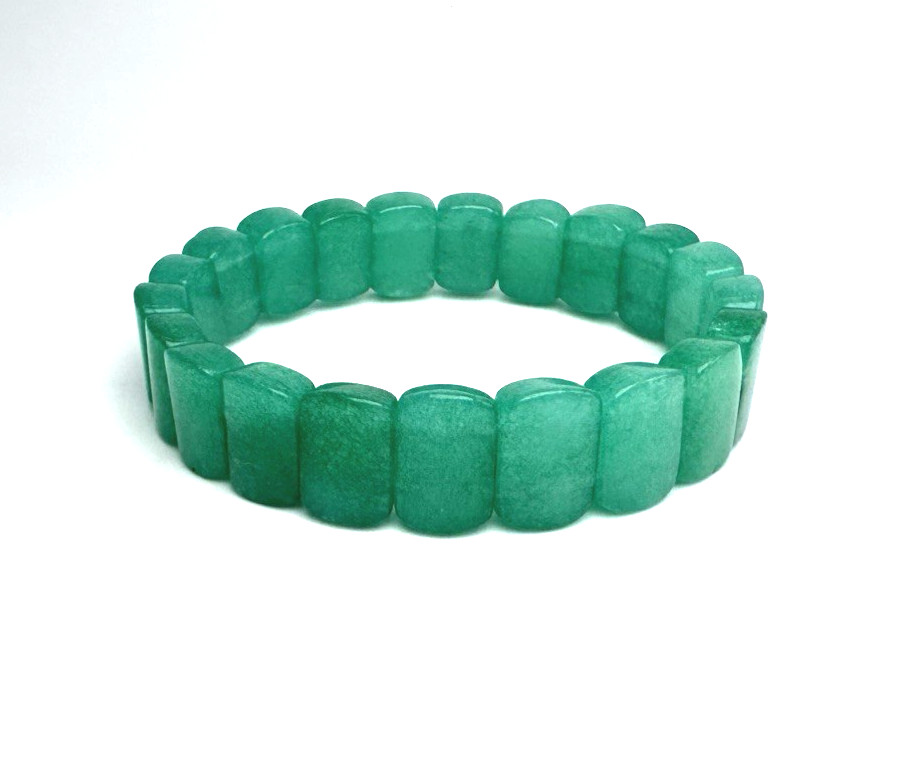 13mm Aventurine Natural Rectangular Gemstone Bead 7-inch Stretch Bracelet