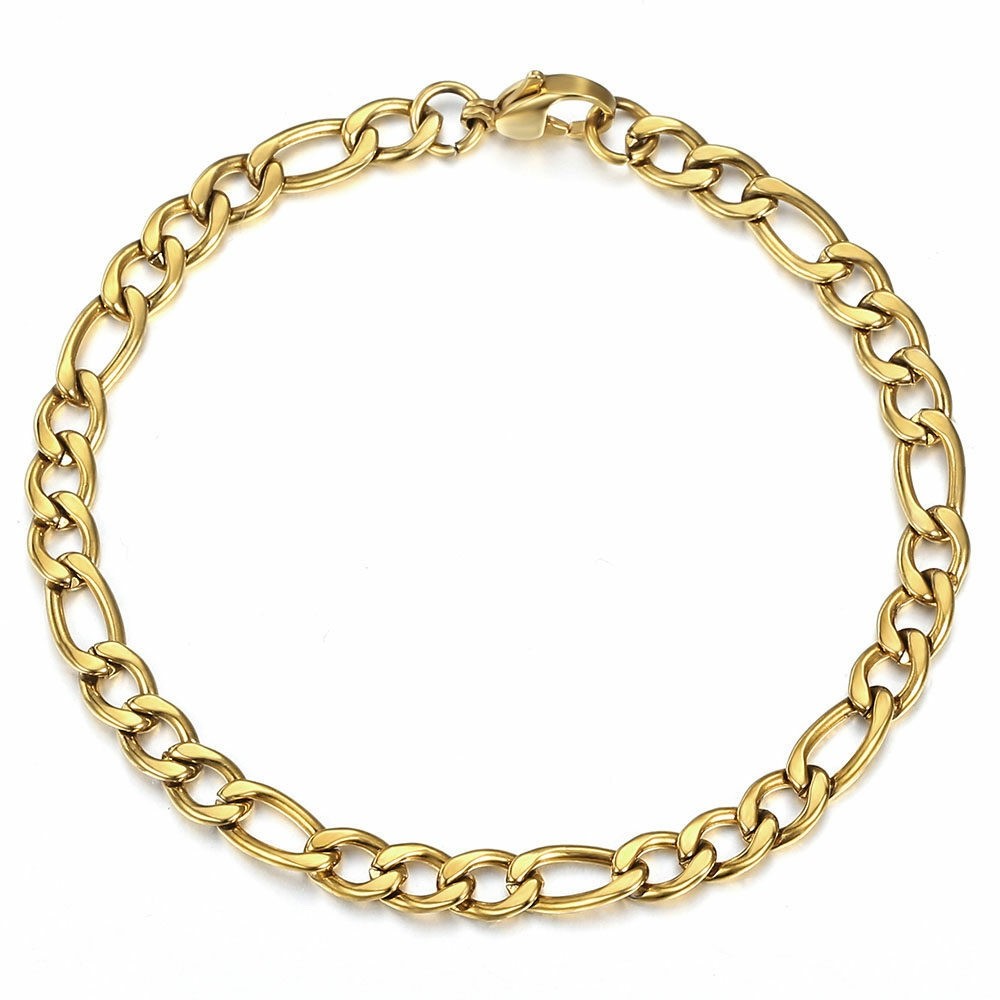 Stainless Steel Figaro Chain Lobster Bracelet 7″-10″ Men Women 3-12mm N71