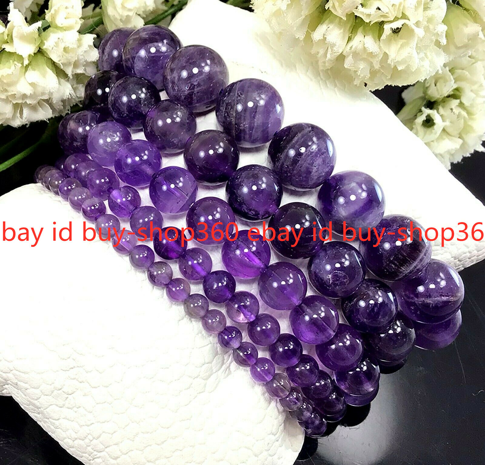 Natural Purple Amethyst Stretchy Bracelet February Birthstone 4mm6mm8mm10mm12mm