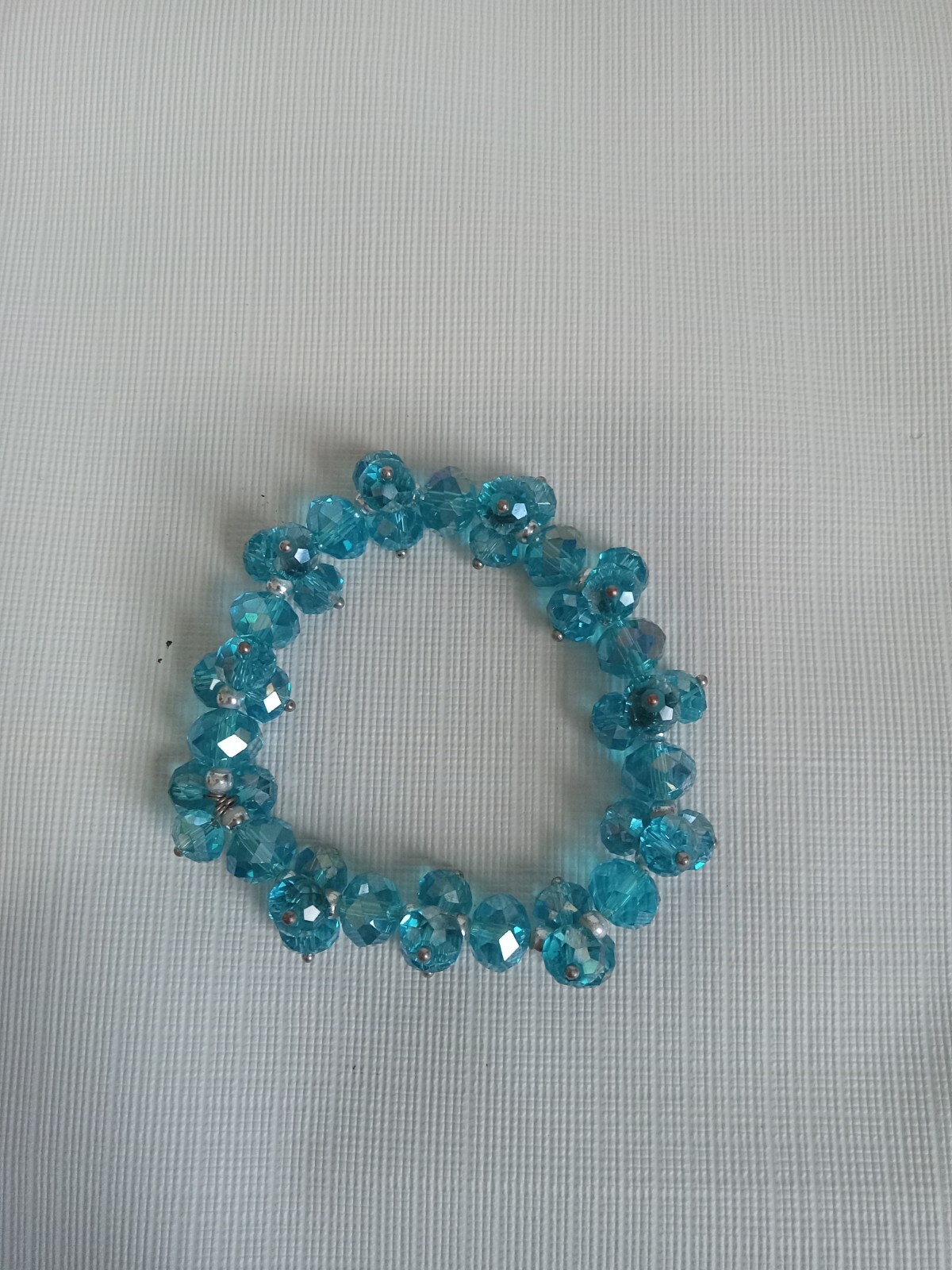 Blue Translucent Imitation Faceted Crystal Beads Elasticized Statement Bracelet