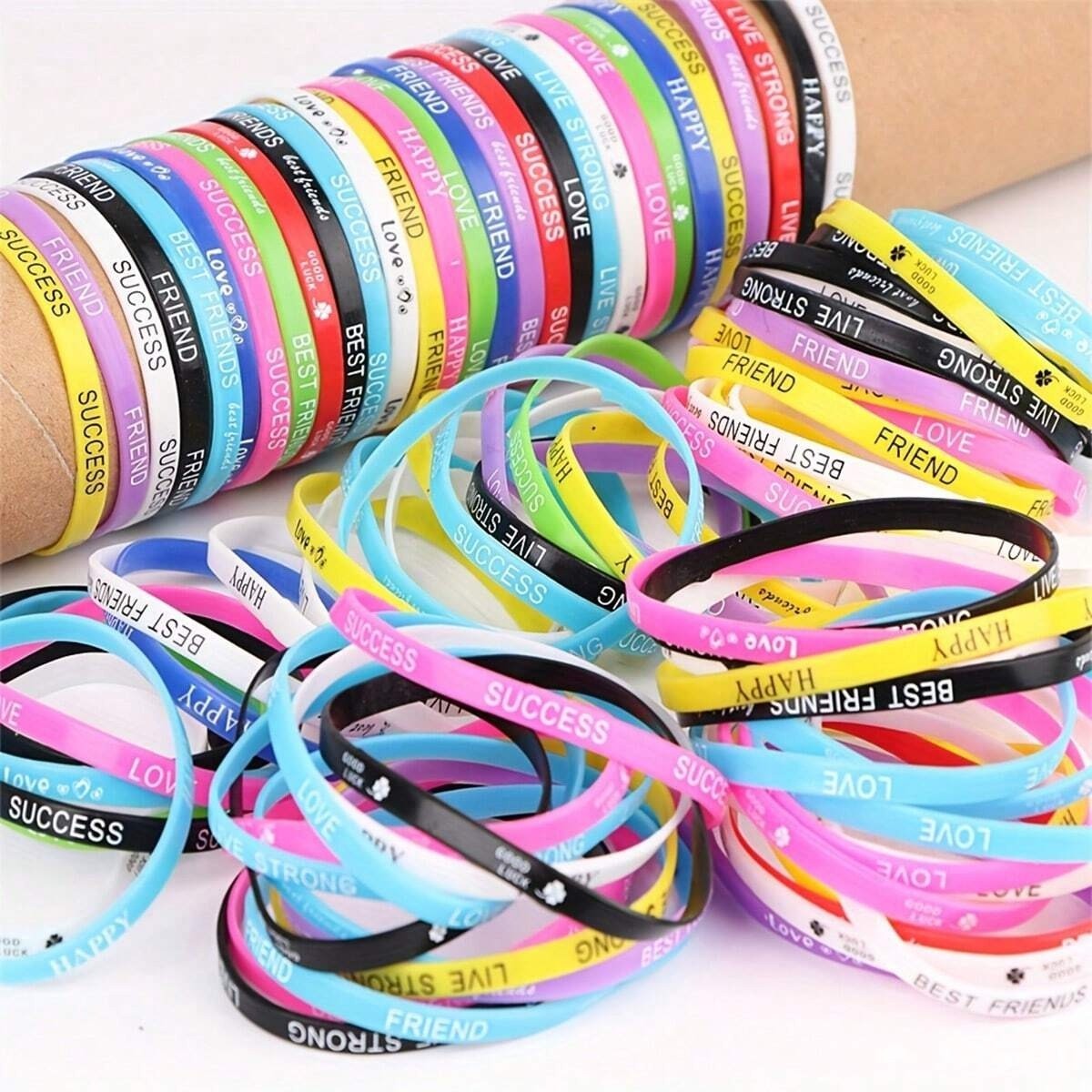 50 Pcs Wholesale Mix Lot Various Fashion Silicone Bracelets Sport Wristbands USA