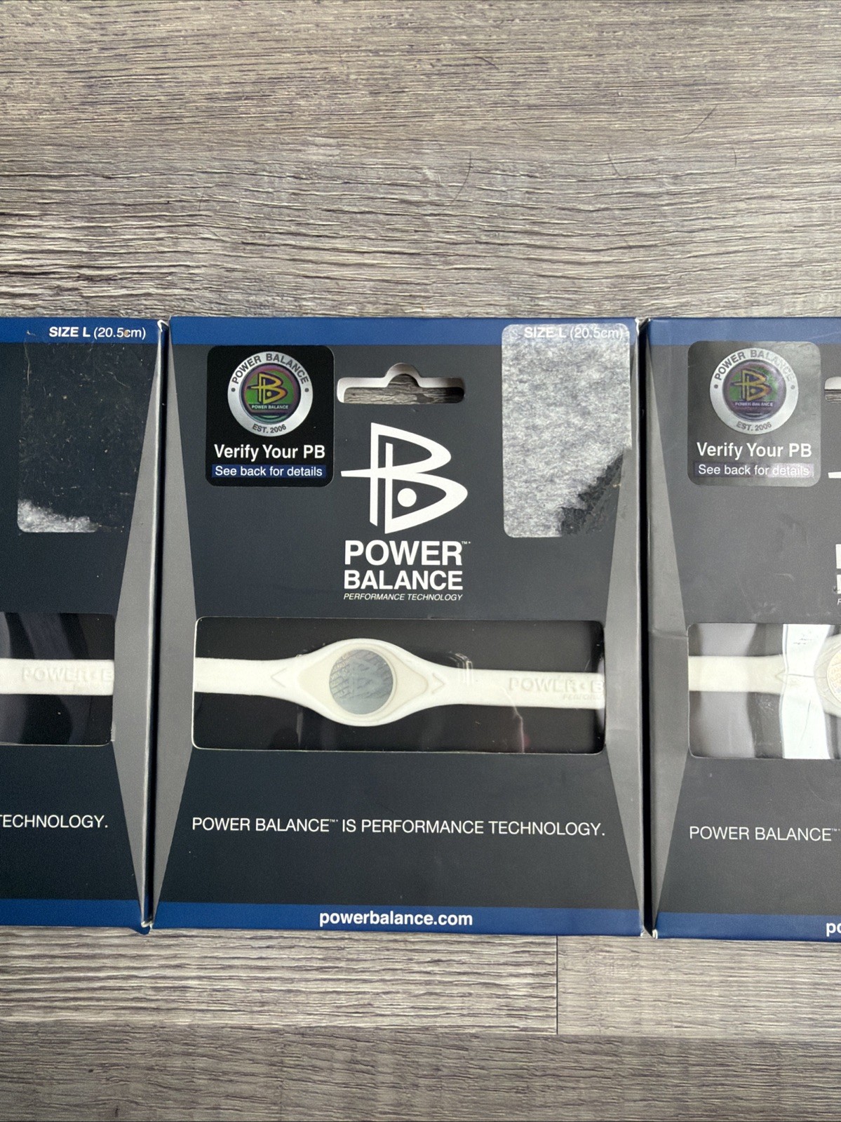 Power Balance 3 Pack White -Large Energy Health Band Bracelet New