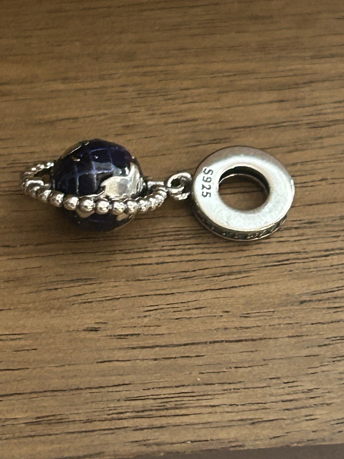 S925 Sterling silver charms Blue Globe Dangle Charm Bead Planet Earth