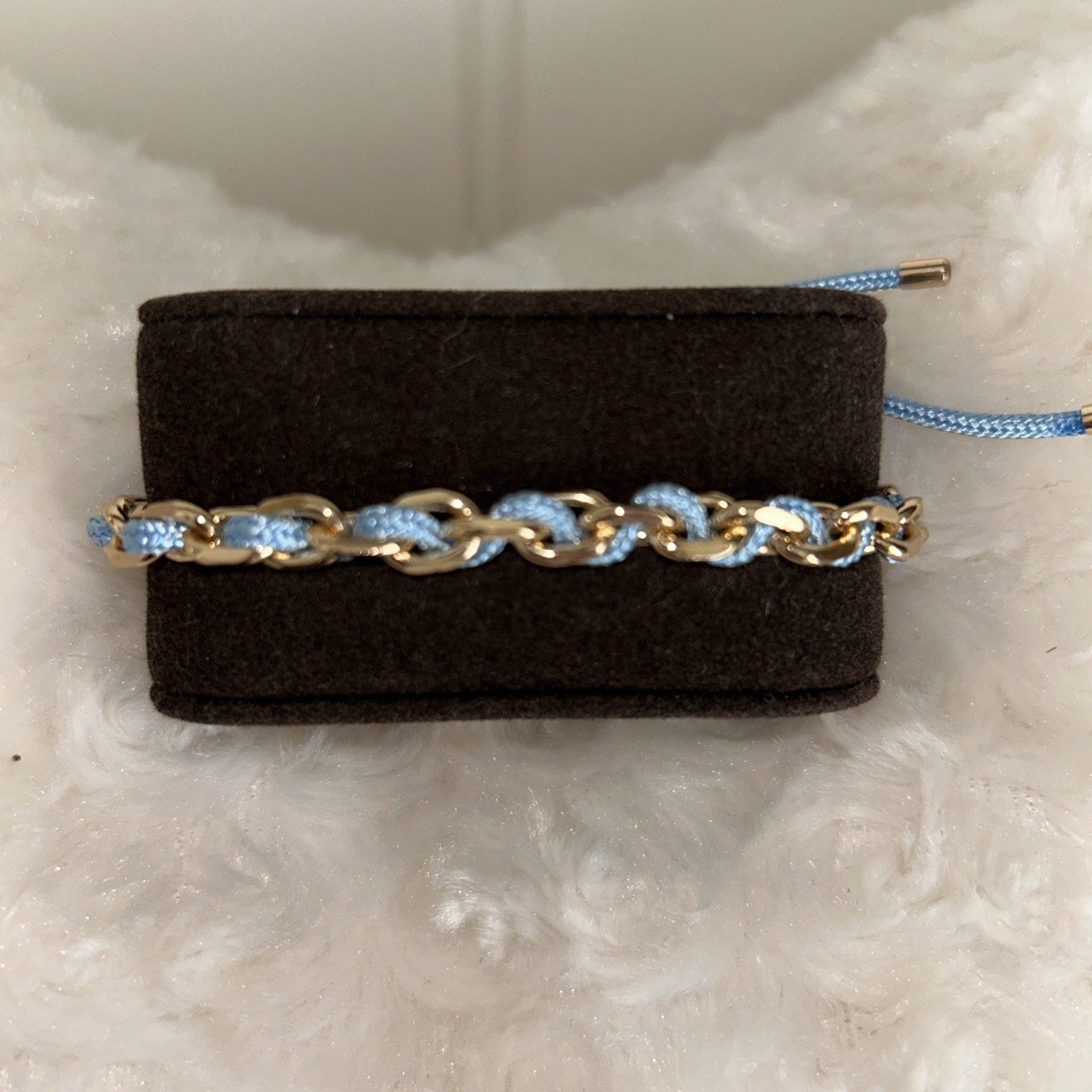House Of Harlow 1960 Adjustable Sky Blue & Gold Bracelet Lead Safe Nickel Free