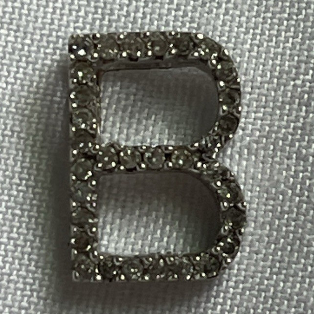 Signed Letter B Charm,14k white gold with diamonds hallmarked 14k and 585 on it