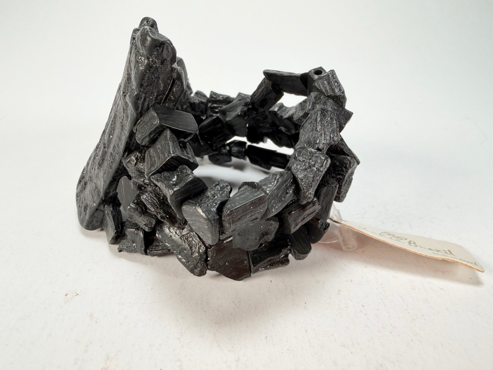 Jackie Brazil “4 Row w/ Feature Plate” Charcoal Resin Bracelet ( B2732 )