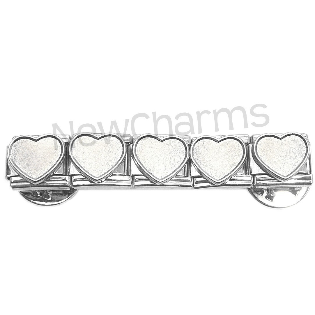 Italian Charm Heart Brooch – Wearable Pin with 9mm Links – Wholesale Pricing