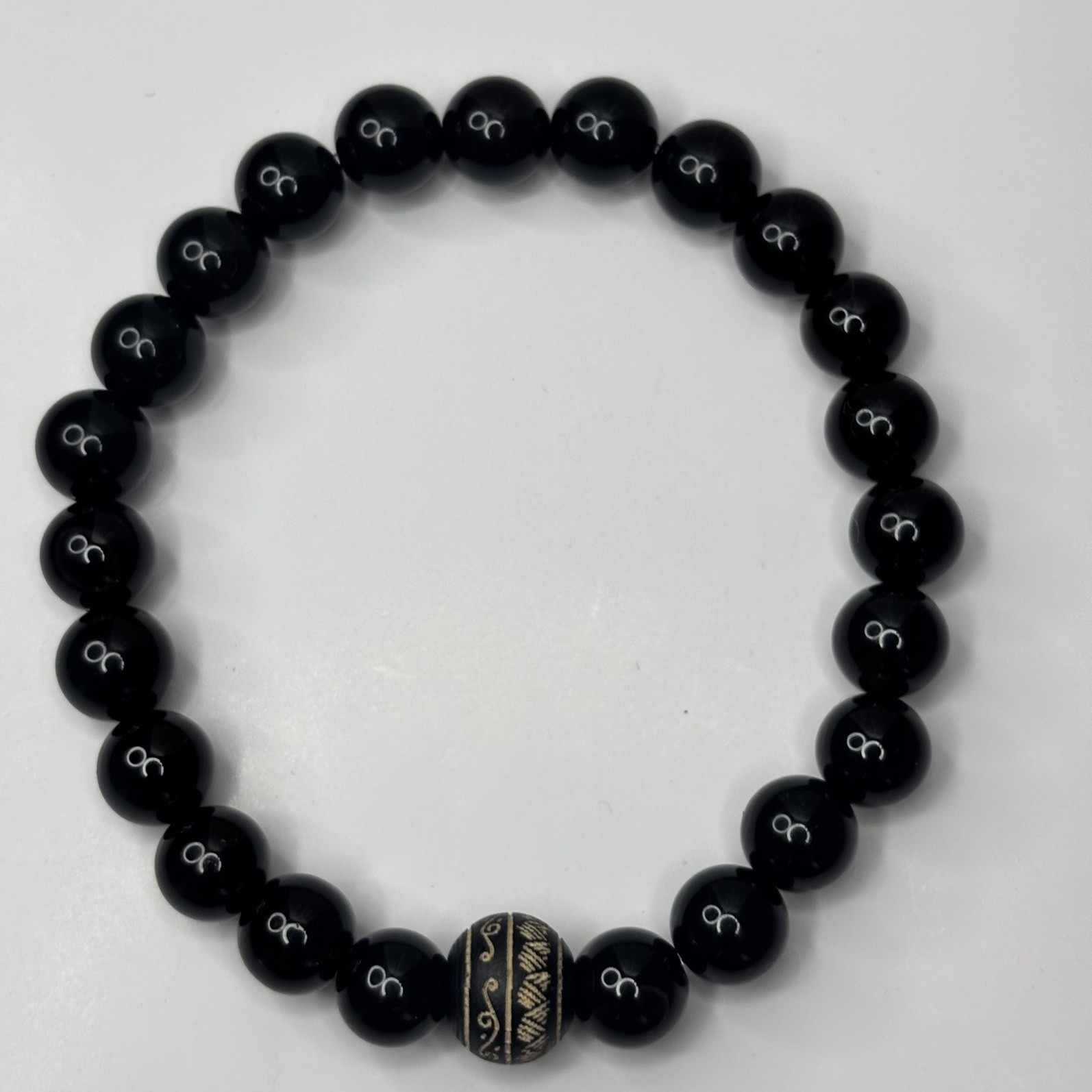 Handmade Natural Gemstone Bracelets Black Onyx Jade White Green Stone Jewel Gift
