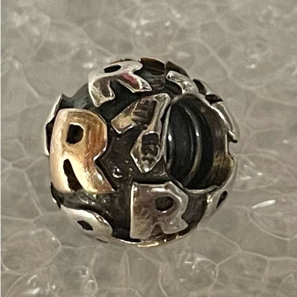 Authentic Pandora Sterling Silver 925 & 14k Gold Alphabet Letter “R” Charm