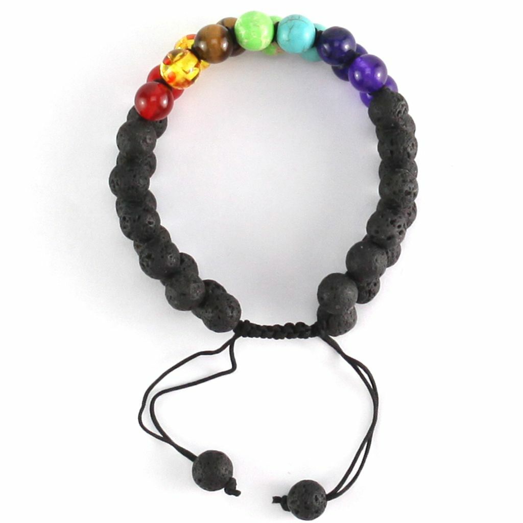 Natural Stone Bead 7 Chakra Healing Bracelet Braided Yoga Reiki Energy Bangle