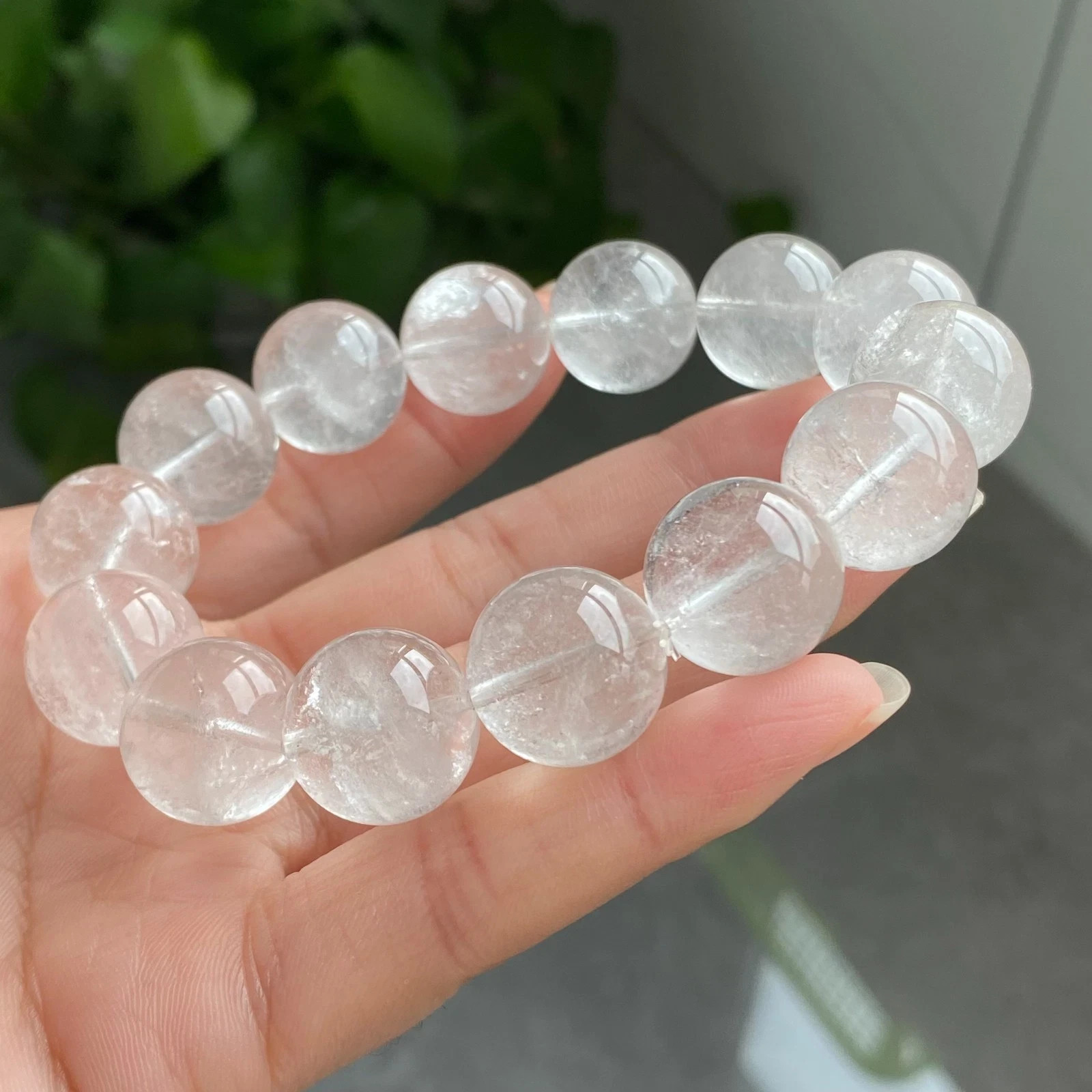 16mm Natural White Quartz Crystal Beads Bracelet AAAA 028