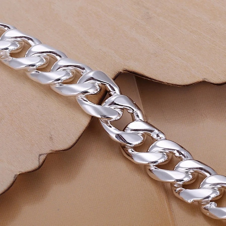 925 Sterling Silver Exquisite Solid Chain Bracelet Fashion Jewelry Wedding Gift
