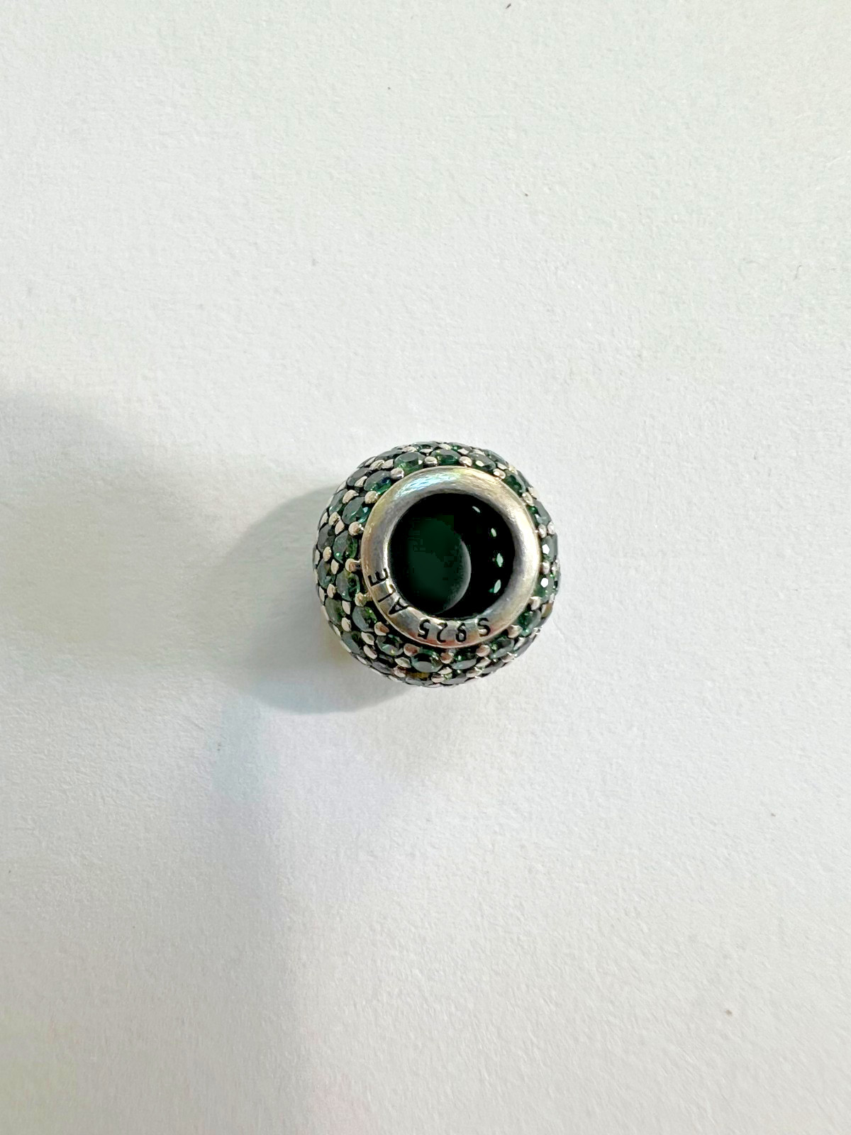 Pandora Pave Lights Charm 791051CZN Retired Sterling Silver Emerald Green CZ ALE